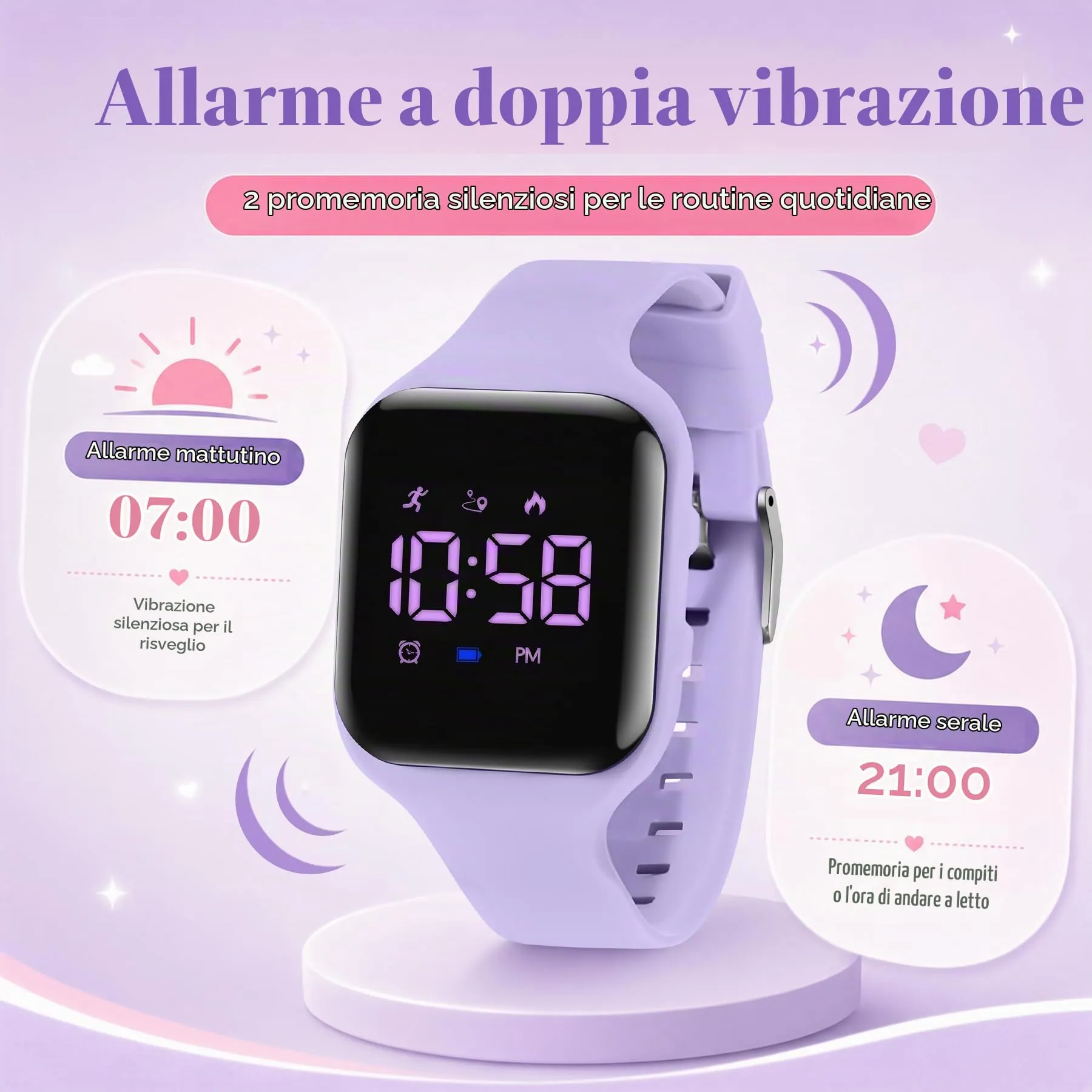 aswan watch Orologio Digitale Bambina Bambino con Contapassi,Calorie e Distanza senza App,Sveglia, Cronometro, Data, Luce-Orologio da polso Ragazza Ragazzo con Cinturino in Silicone - immagine 6