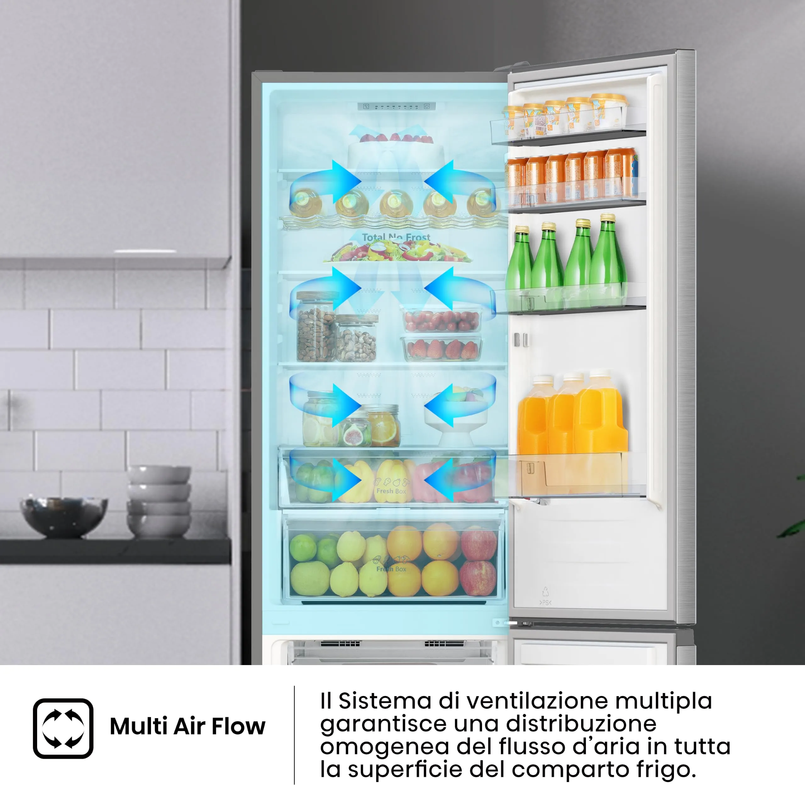Hisense FCN331ACA NUOVO Frigorifero Combinato Total No Frost, Black, Classe A, 336L, 36db, Porta reversibile, Motore Inverter - immagine 4