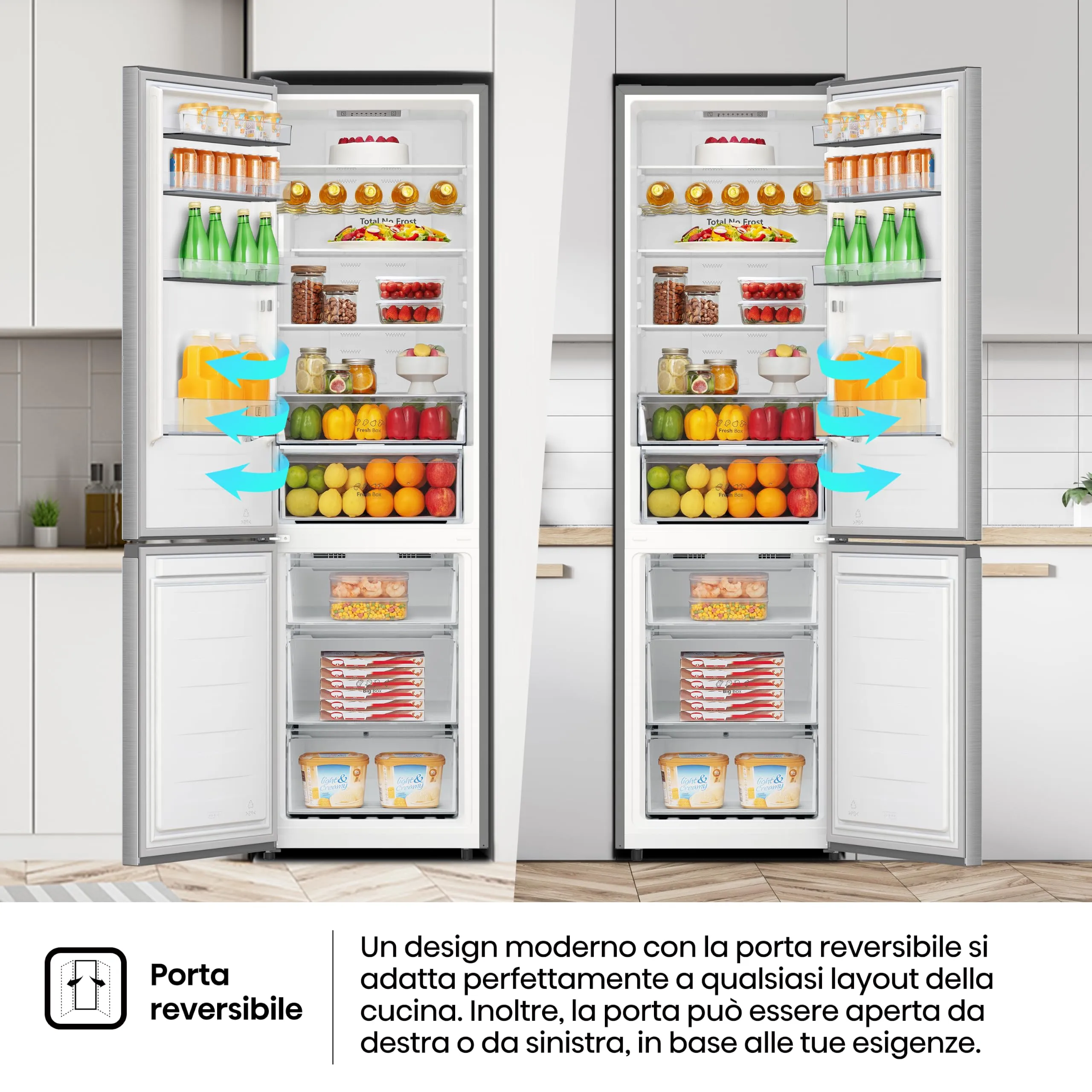 Hisense FCN331ACA NUOVO Frigorifero Combinato Total No Frost, Black, Classe A, 336L, 36db, Porta reversibile, Motore Inverter - immagine 7