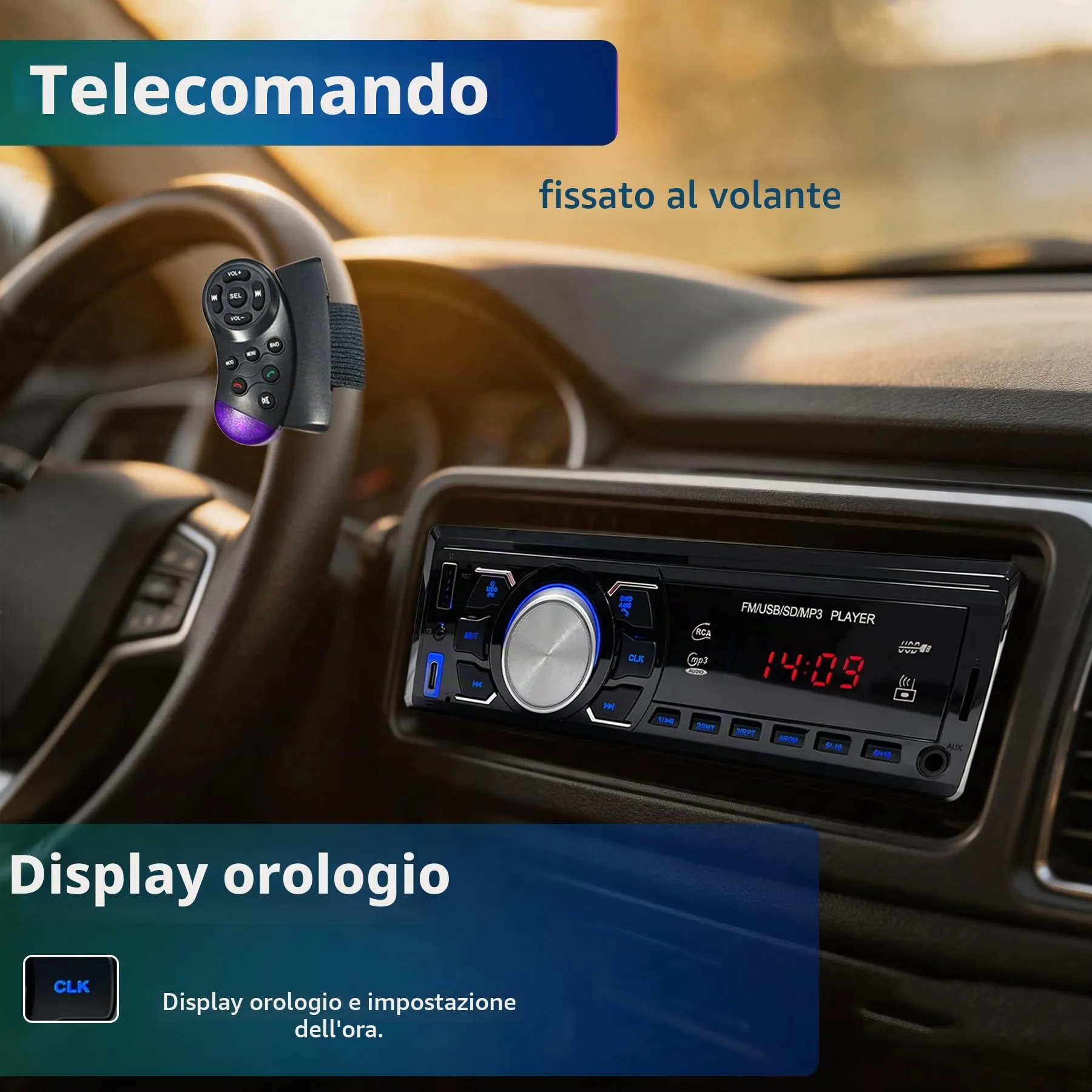 Autoradio Bluetooth 1 DIN - Stereo Auto con Telecomando/Radio FM/USB/AUX - immagine 4