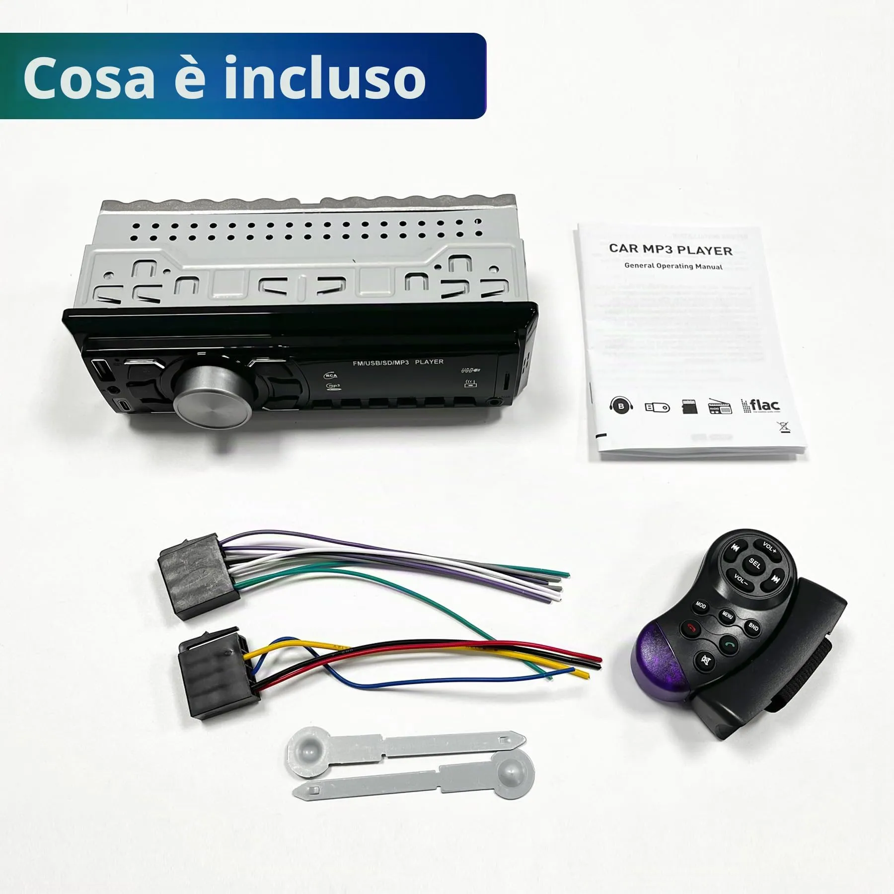 Autoradio Bluetooth 1 DIN - Stereo Auto con Telecomando/Radio FM/USB/AUX - immagine 6