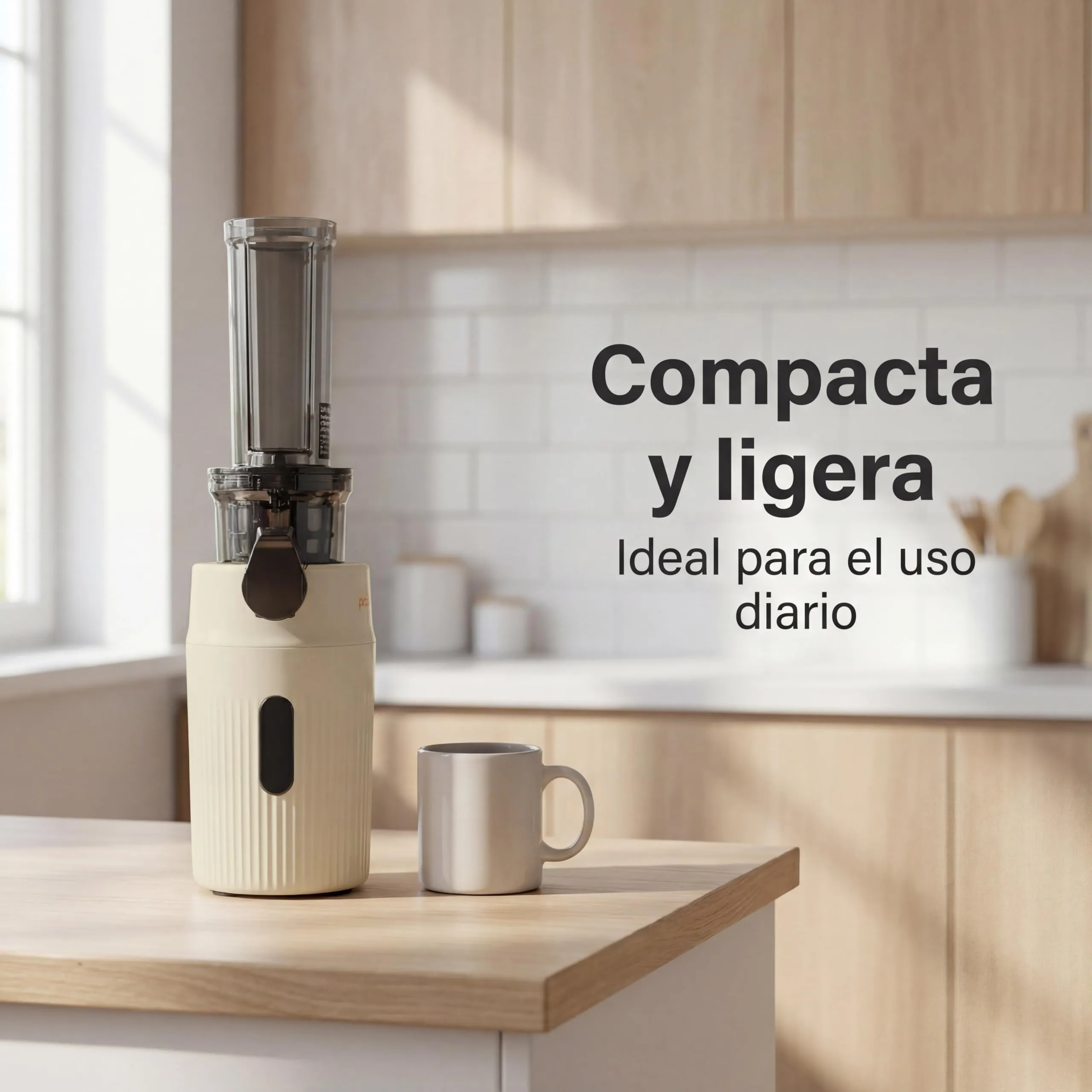 Zuminstant - Spremiagrumi elettrico compatto, spremuto a freddo, ricco di nutrienti, frullatore senza schiuma, salvaspazio, elegante e versatile, per frutta e verdura fresche, 100 W (beige) - immagine 3