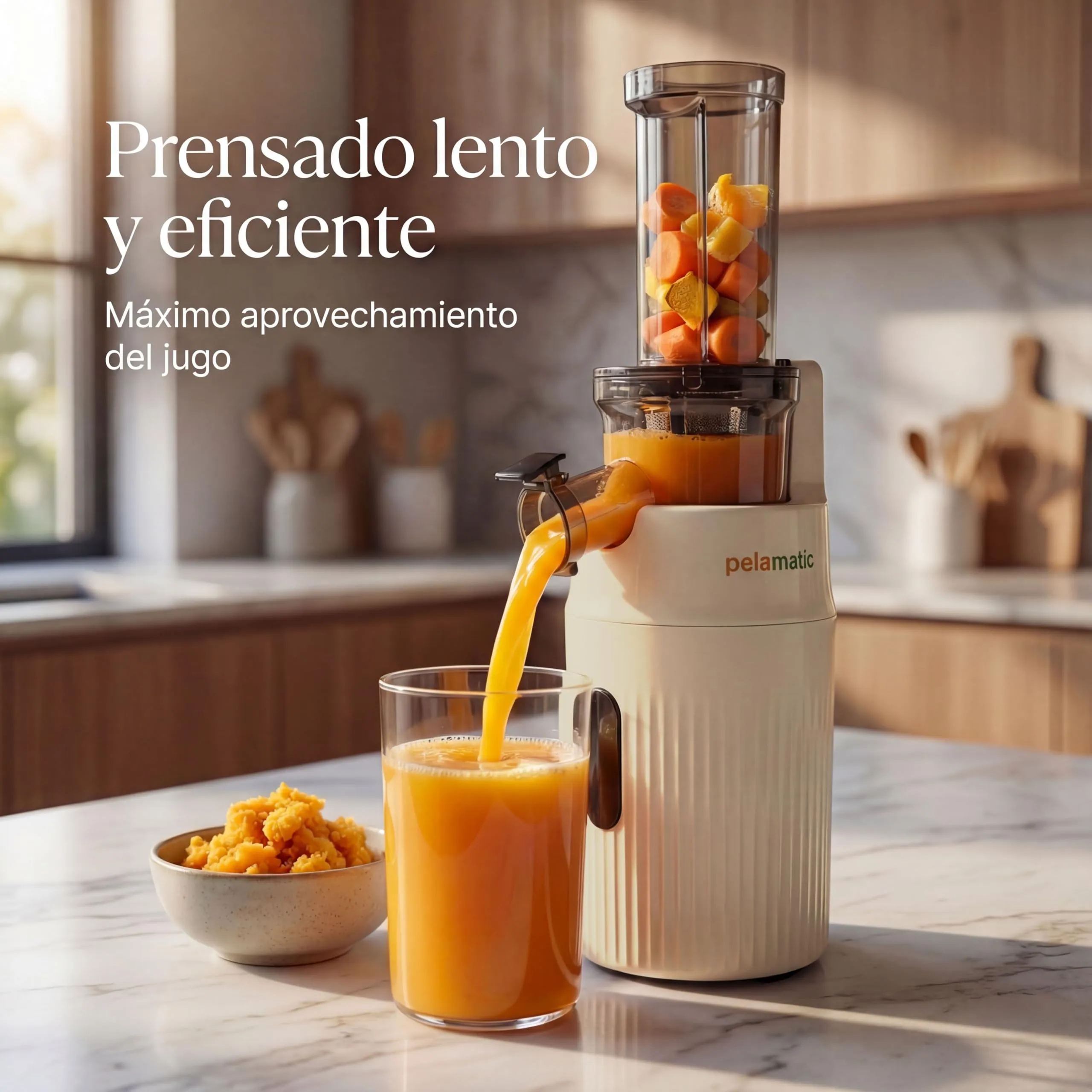 Zuminstant - Spremiagrumi elettrico compatto, spremuto a freddo, ricco di nutrienti, frullatore senza schiuma, salvaspazio, elegante e versatile, per frutta e verdura fresche, 100 W (beige) - immagine 6