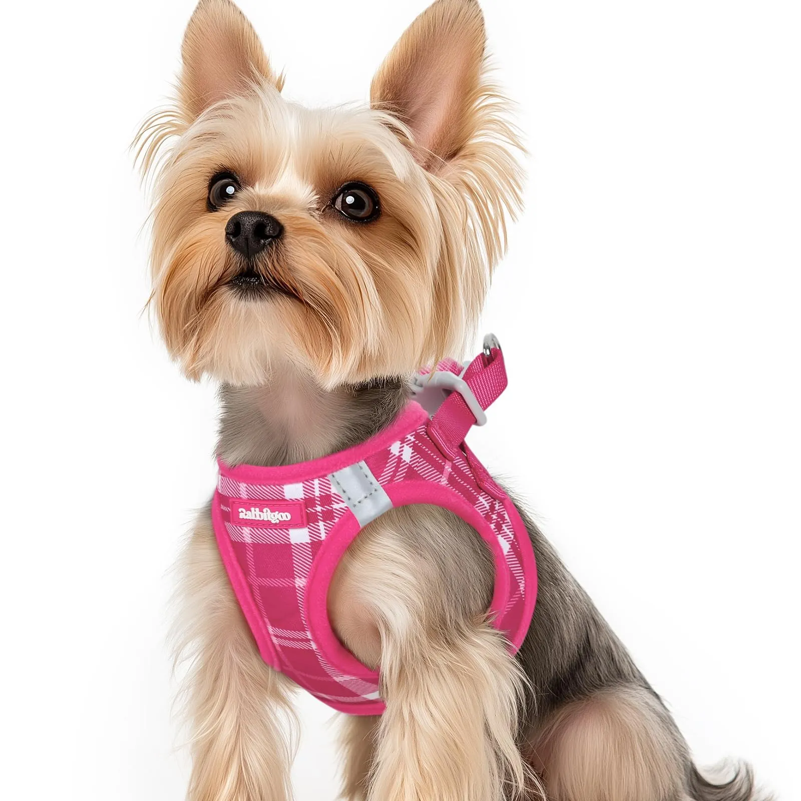 rabbitgoo Pettorina Cane Taglia Piccola, Leggero Morbido, Tartan Fucsia XS - immagine 1
