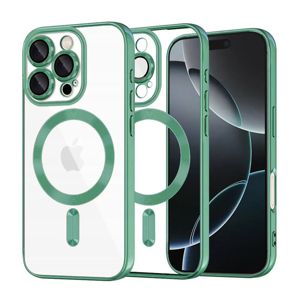 Custodia MagSafe per Apple iPhone 16 Pro, Techsuit, Luxury Crystal, Verde Chiaro - immagine 1