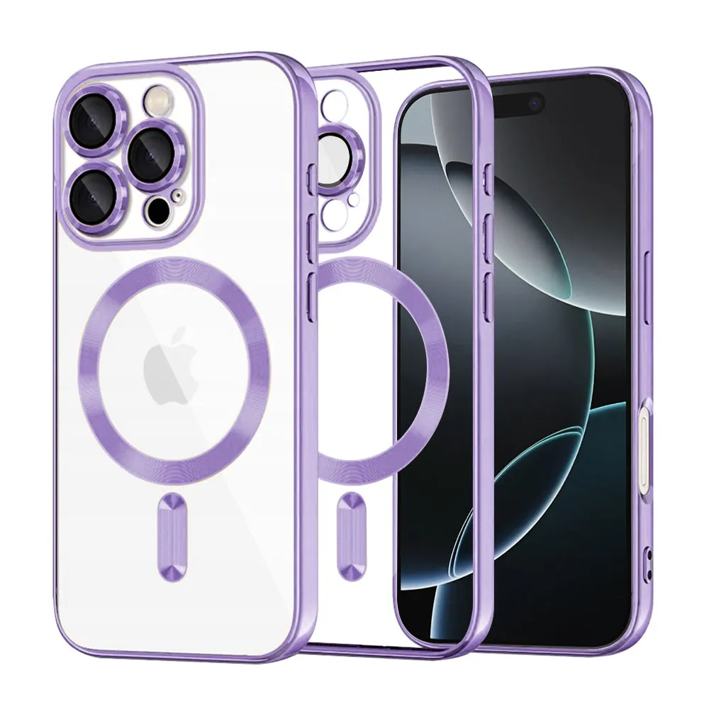 Custodia MagSafe per Apple iPhone 16 Pro, Techsuit, Luxury Crystal, Viola Chiaro - immagine 1