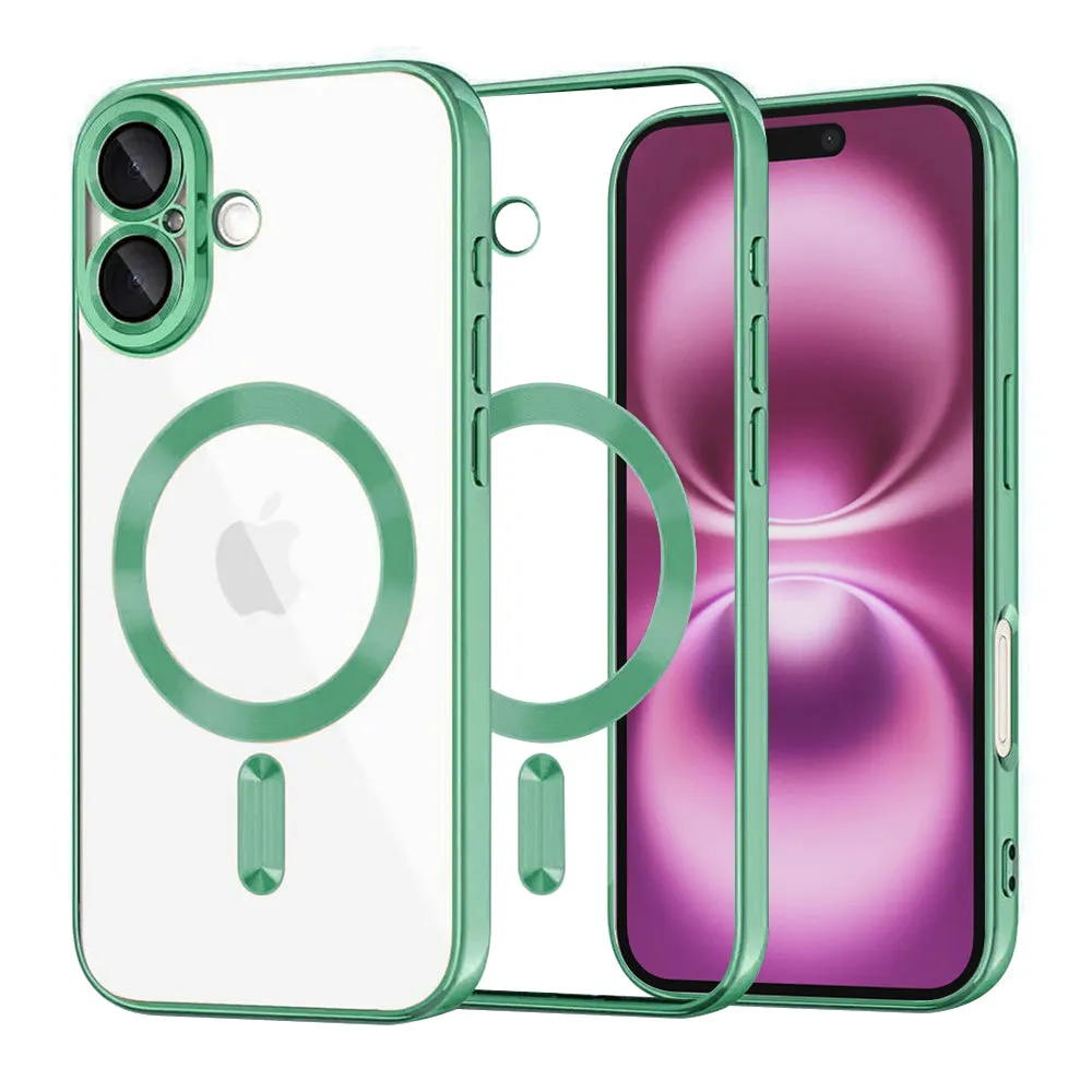 Custodia MagSafe per Apple iPhone 16 Plus, Techsuit, Luxury Crystal, Verde Chiaro - immagine 1