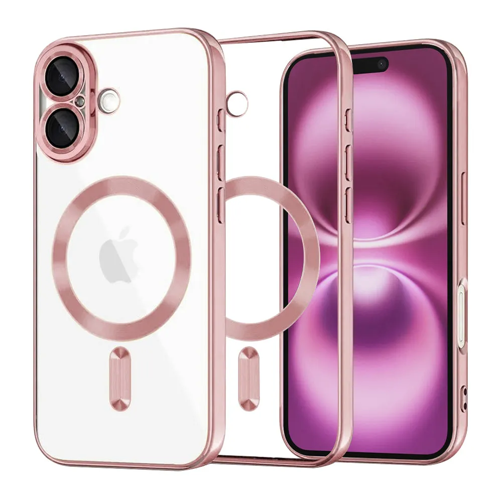 Custodia MagSafe per Apple iPhone 16 Plus, Techsuit, Luxury Crystal, Rosa - immagine 1