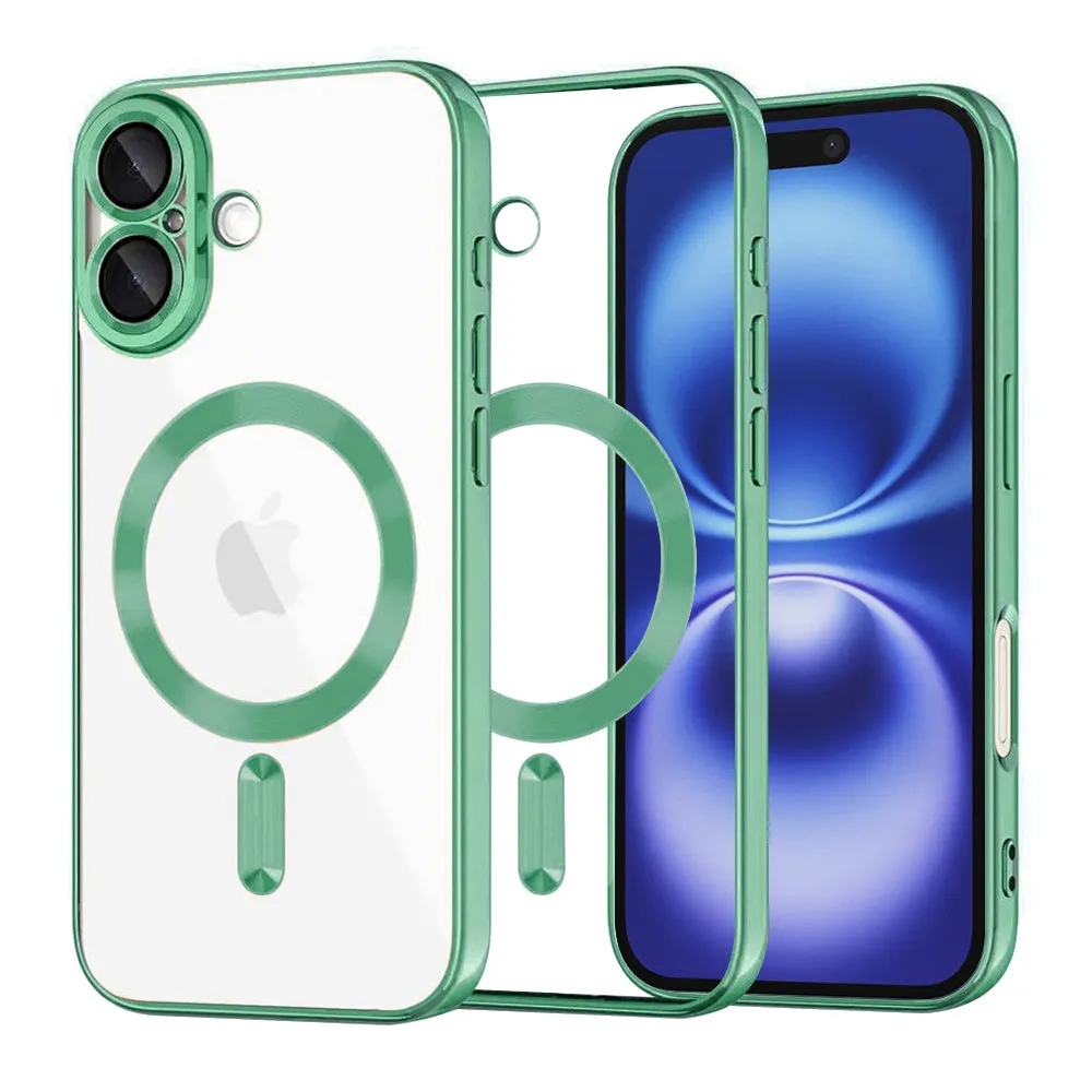 Custodia MagSafe per Apple iPhone 16, Techsuit, Luxury Crystal, Verde Chiaro - immagine 1