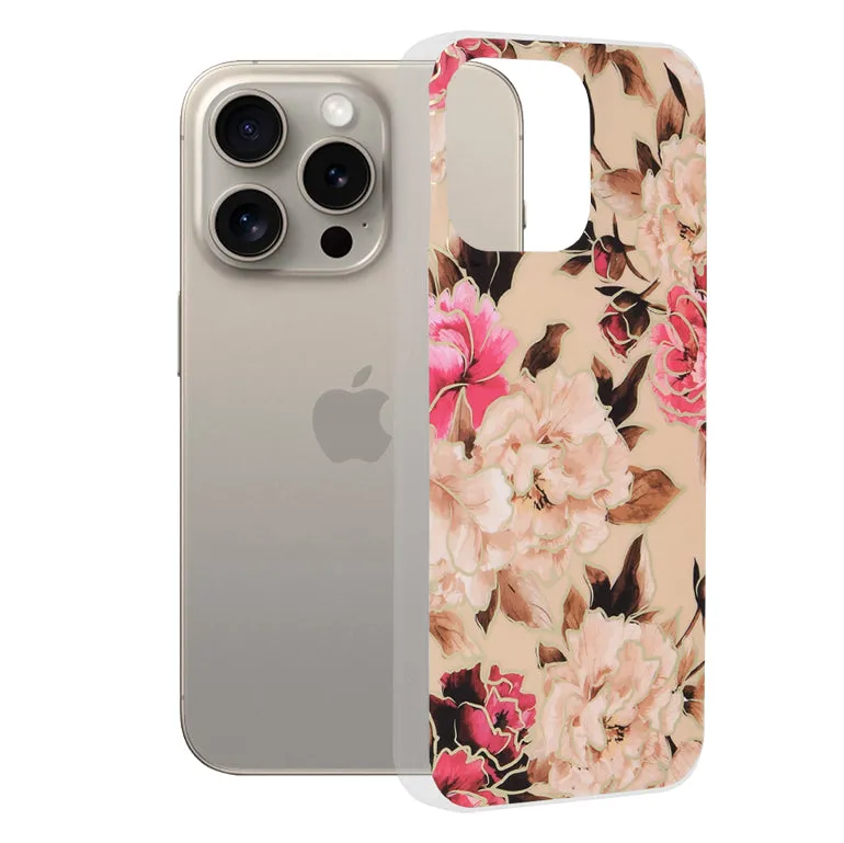 Custodia per Apple iPhone 15 Pro Max, Techsuit, Marble, Beige - immagine 1
