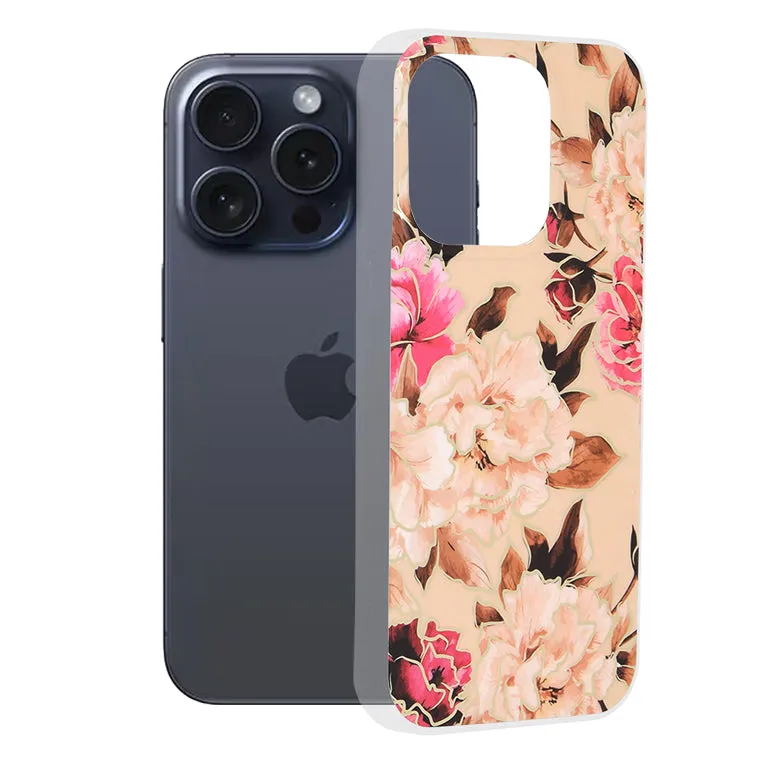Custodia per Apple iPhone 15 Pro, Techsuit, Marble, Beige - immagine 1