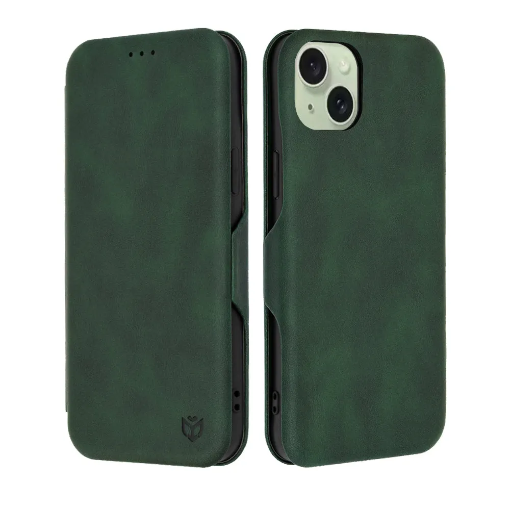 Custodia per Apple iPhone 15 Plus, Techsuit, Safe Wallet Plus, Verde - immagine 1