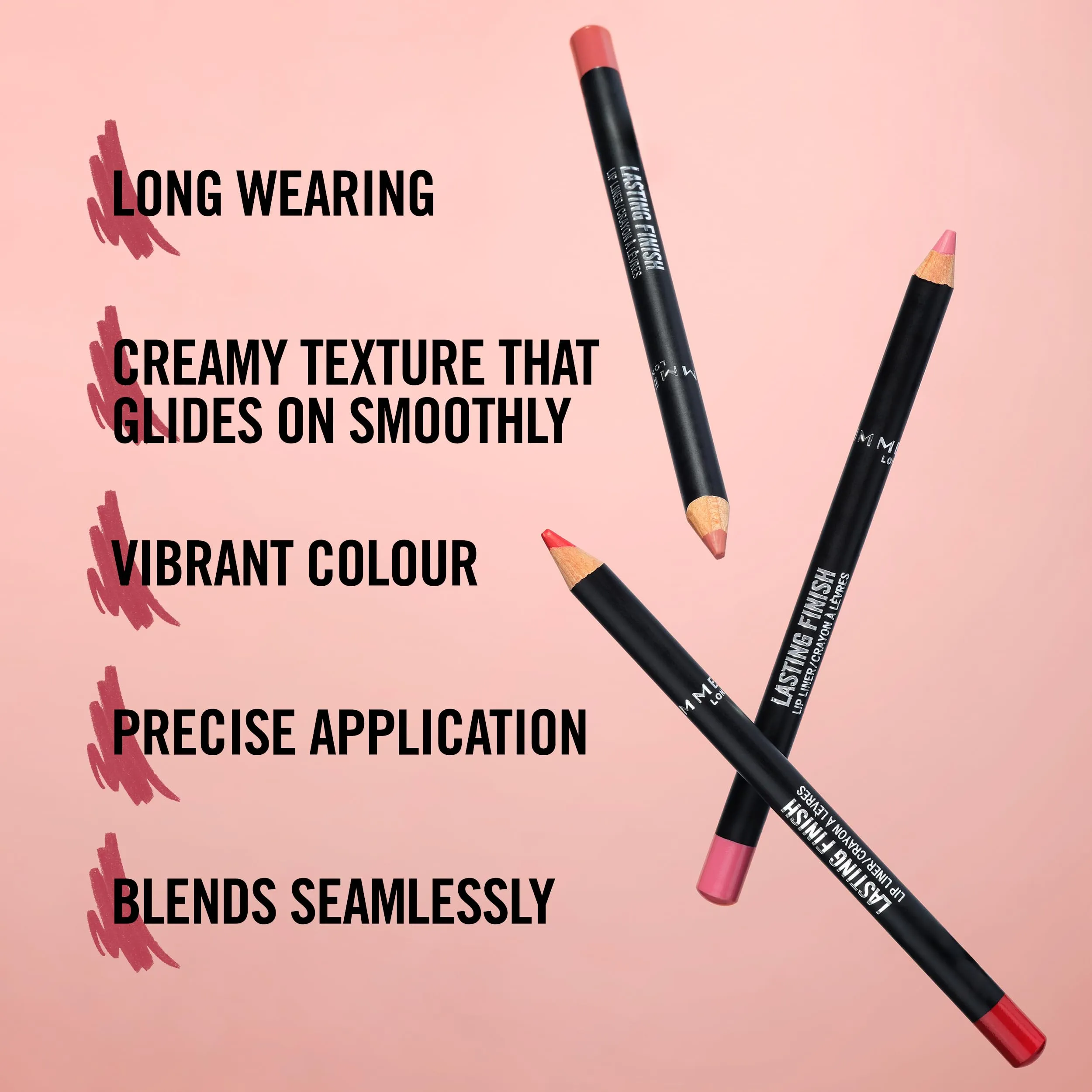 Rimmel London Lasting Finish Matita Labbra, Lunga Durata e Colore Intenso, 195 Sunset Pink, 1.2 g (Confezione da 3) - immagine 3