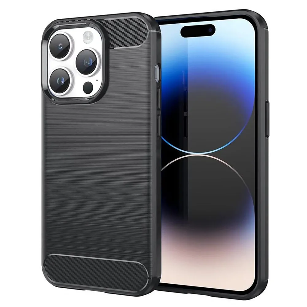 Custodia per Apple iPhone 14 Pro, Techsuit, Carbonio, Nera - immagine 1
