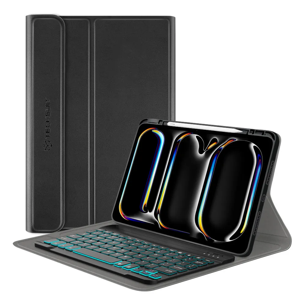 Custodia con Tastiera per Apple iPad Pro 11 (2024), Techsuit, CozyTab, Nera - immagine 1