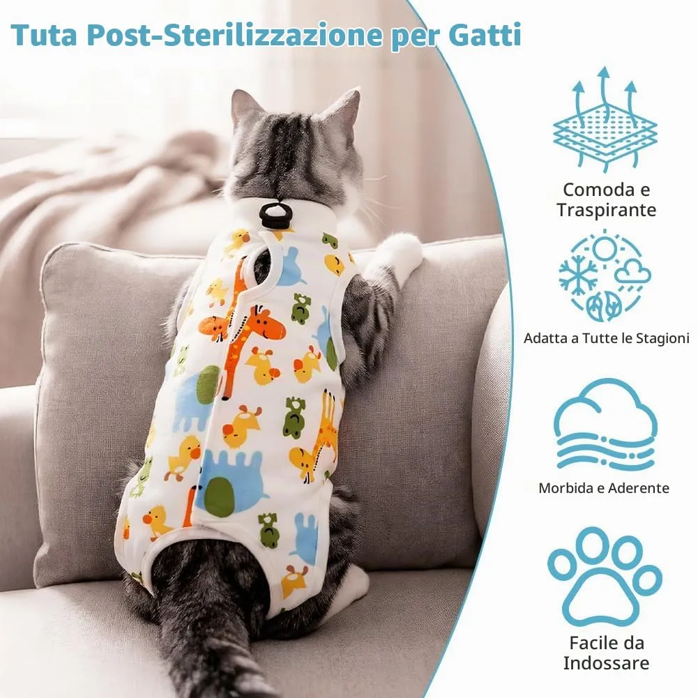 AYESY Tuta da Recupero per Gatti, 2 pezzi Body Gatto Post Operatorio M - immagine 5
