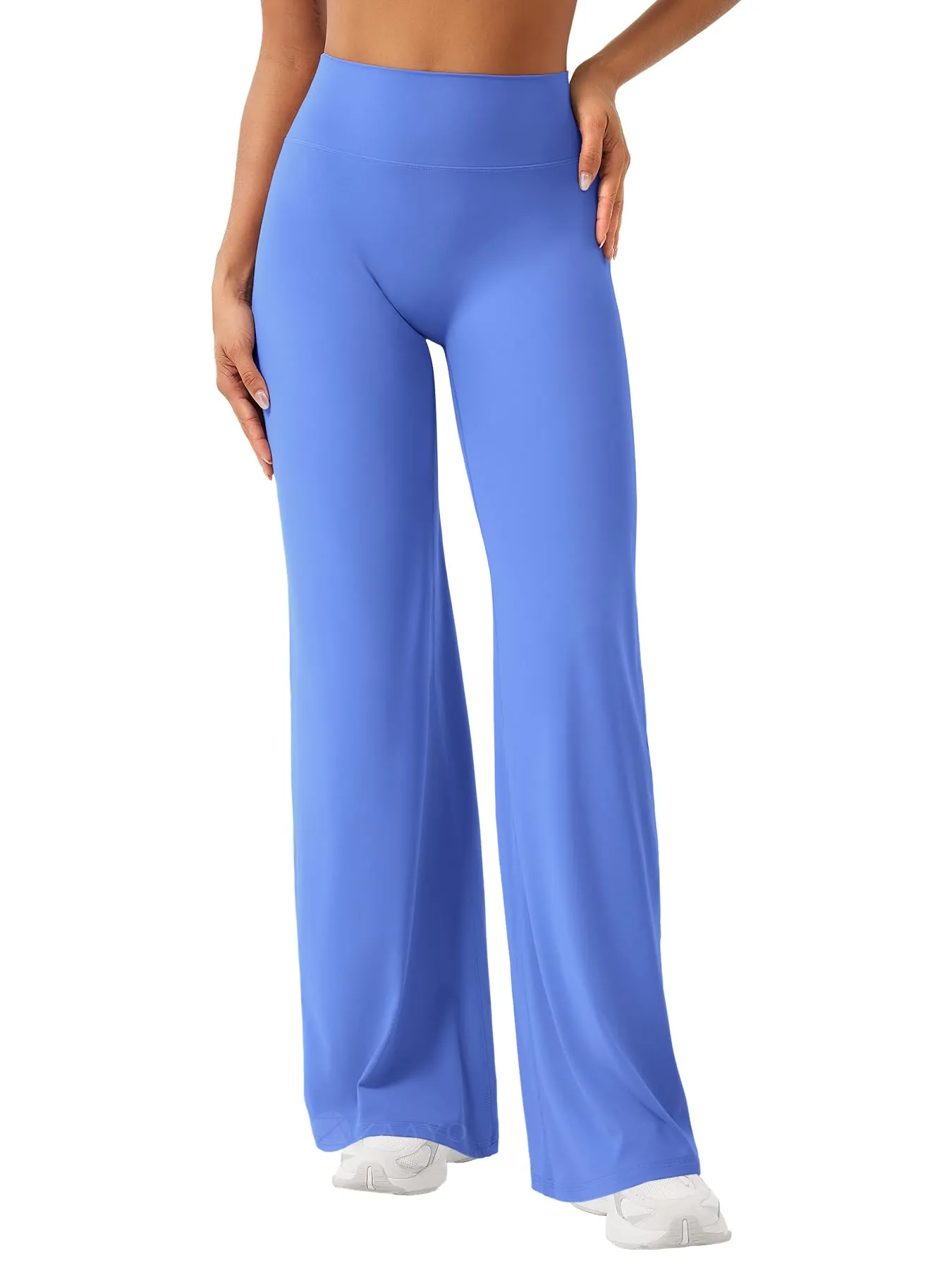 ZAAYO Leggings dritti da donna, senza cuciture, svasati, per yoga, palestra, Blu, L extra lungo - immagine 1