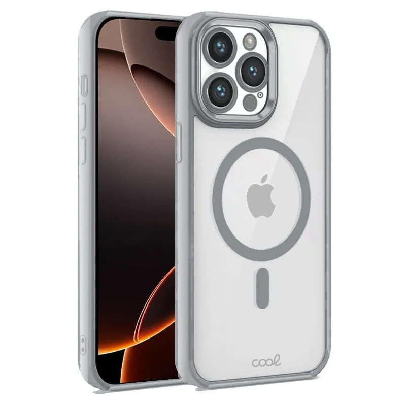 Custodia magnetica trasparente e cool con bordo argentato per iPhone 16 Pro Max - immagine 1