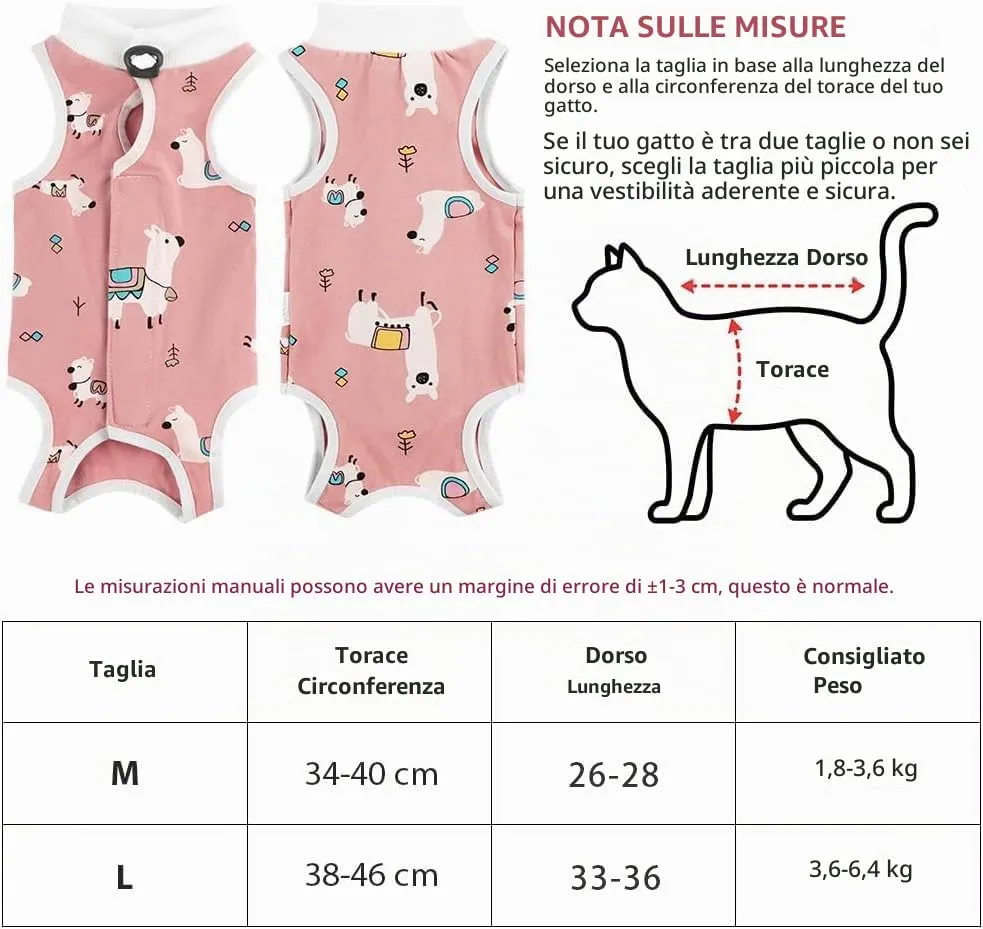 AYESY Tuta da Recupero per Gatti, 2 pezzi Body Gatto Post Operatorio L - immagine 2