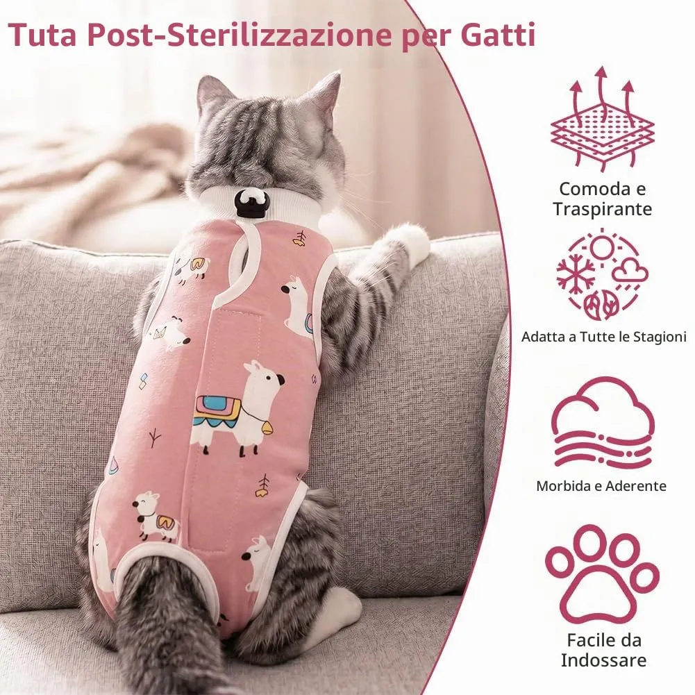 AYESY Tuta da Recupero per Gatti, 2 pezzi Body Gatto Post Operatorio L - immagine 5