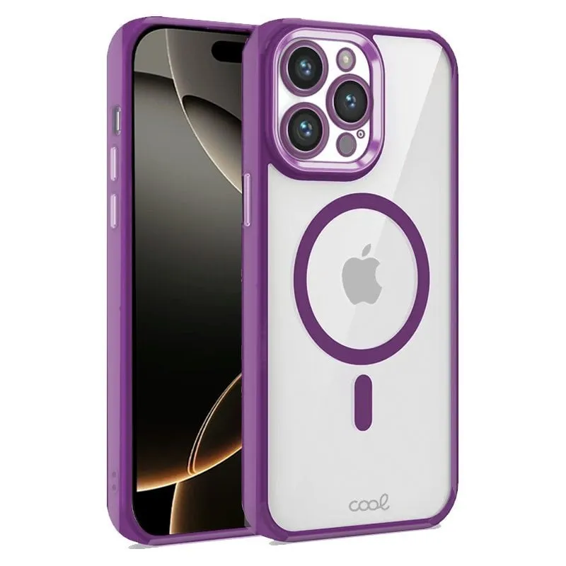 Custodia magnetica trasparente con bordo viola per iPhone 16 Pro - immagine 1