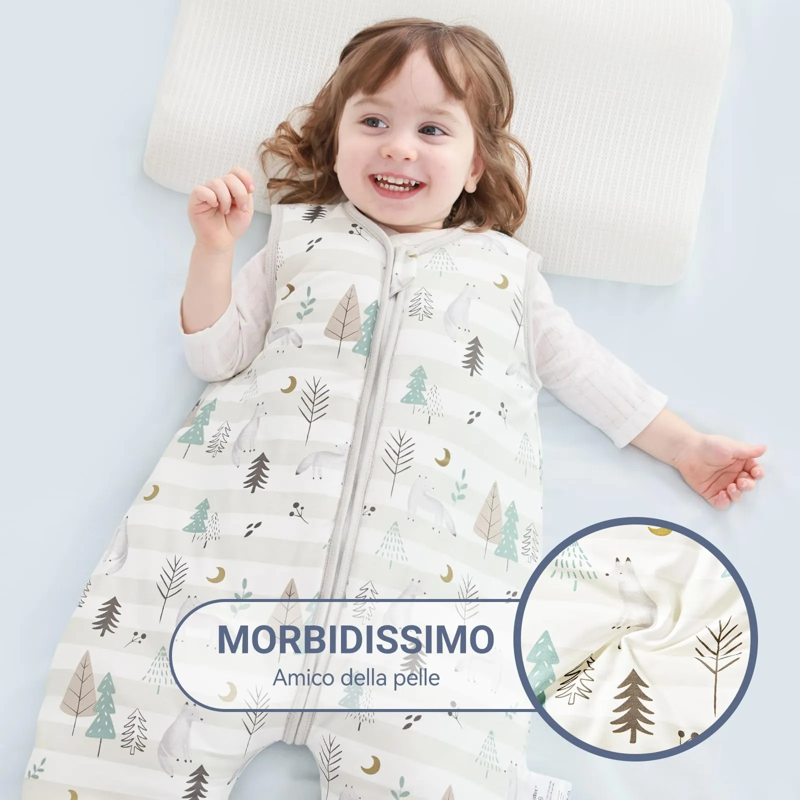 ToyaTec Sacco nanna con piedini, 2,5 Tog, super morbido, realizzato in rayon di bambù, per bambini, in fibra di bambù, per l'inverno, per l'autunno e l'inverno, Grigio, 80cm (18-36 Mesi) - immagine 4