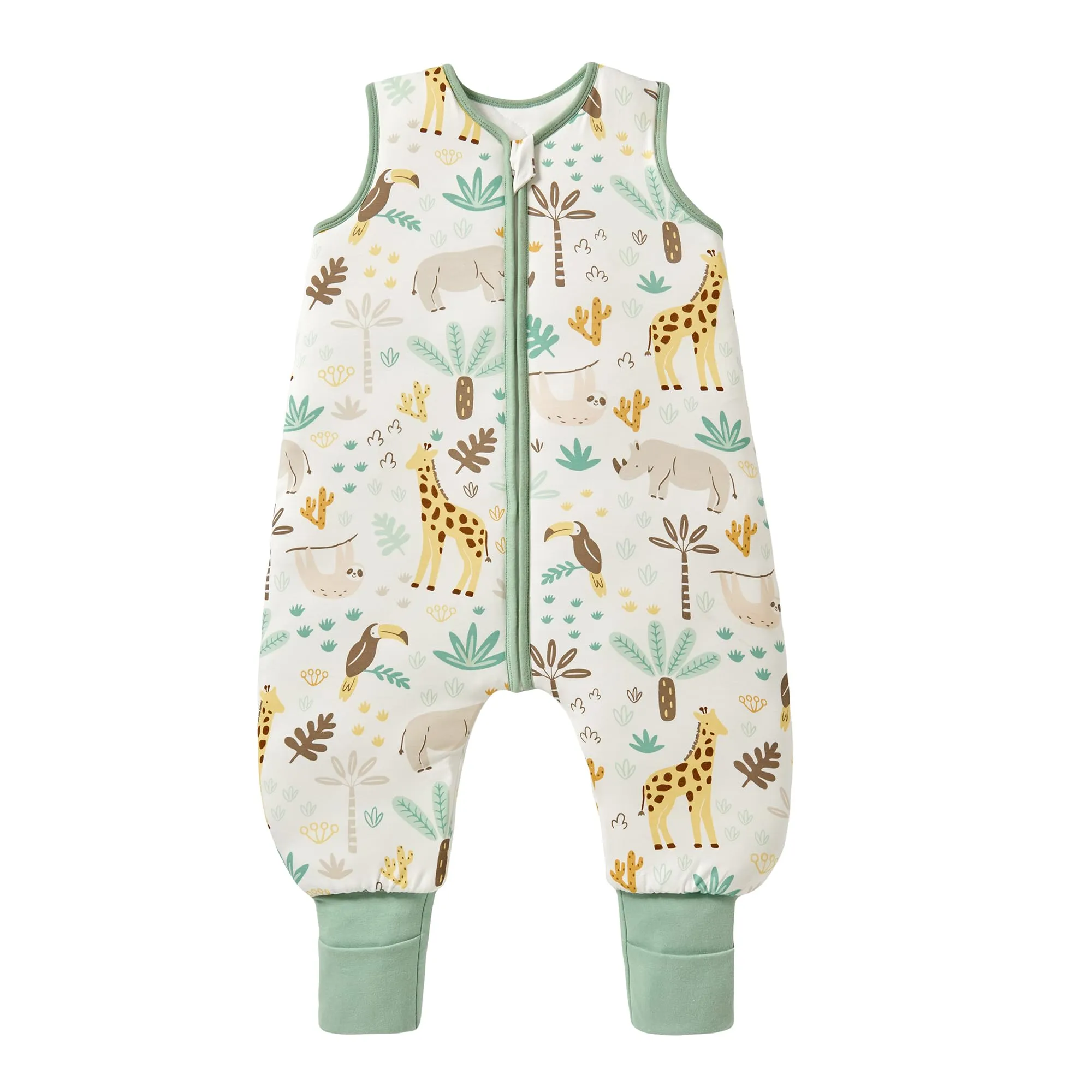 ToyaTec Sacco nanna con piedi, 2,5 Tog, super morbido, realizzato in rayon di bambù, per bambini, in fibra di bambù, per l'inverno, per l'autunno e l'inverno (Giraffa, 90cm (2-4 Jahre)) - immagine 1