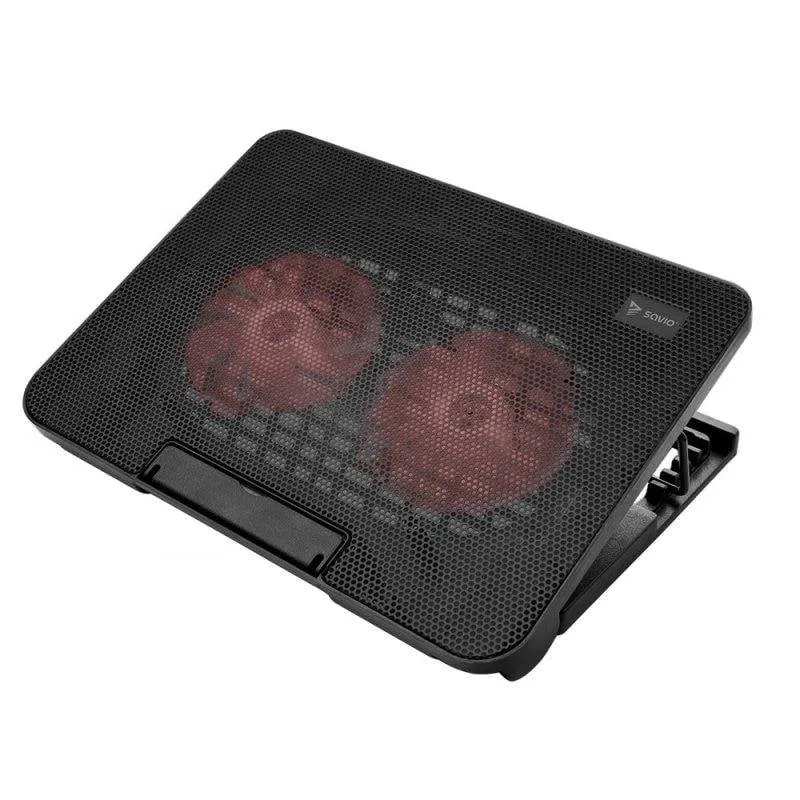 Base raffreddamento portatile Ausavil Savio COS-02 2 ventole LED rosso USB - immagine 1