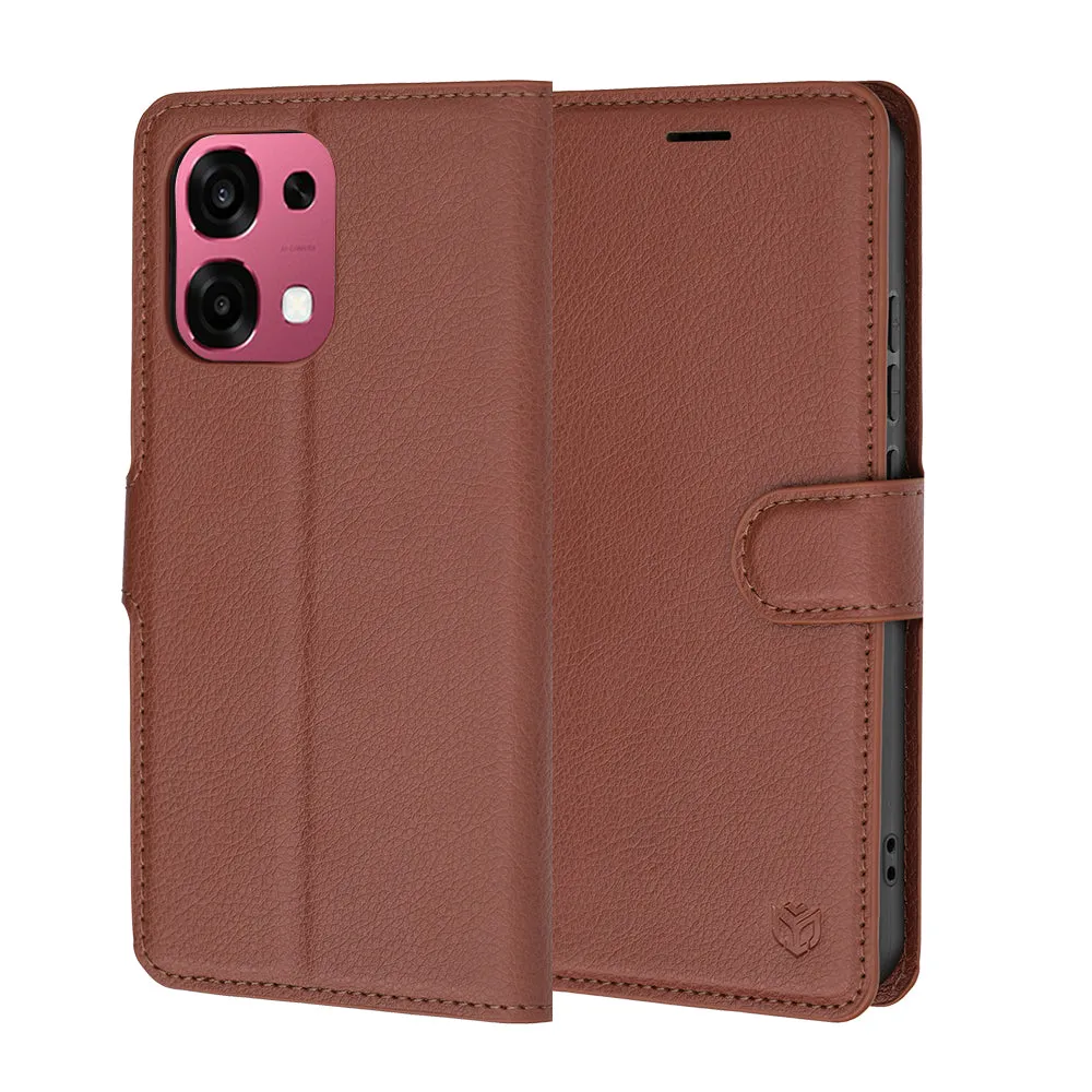 Custodia per Oppo A6 Pro 5G / A6 Pro 4G, Techsuit, Leather Folio, Marrone - immagine 1