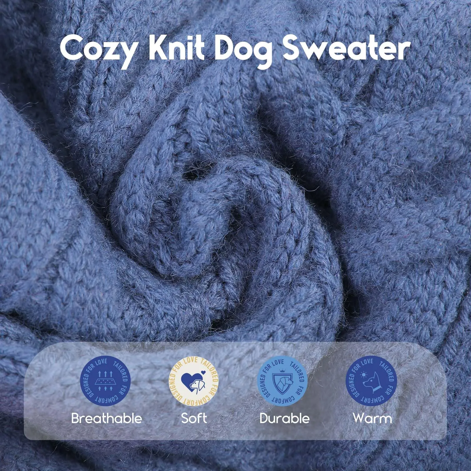 ASENKU Maglione Invernale per Cani Taglia 3XL Grande, Maglioncino Treccia Collo Alto con Foro Guinzaglio per Doberman Golden Retriever Labrador, Maglia Confortevole per Passeggiate Fredde - immagine 2