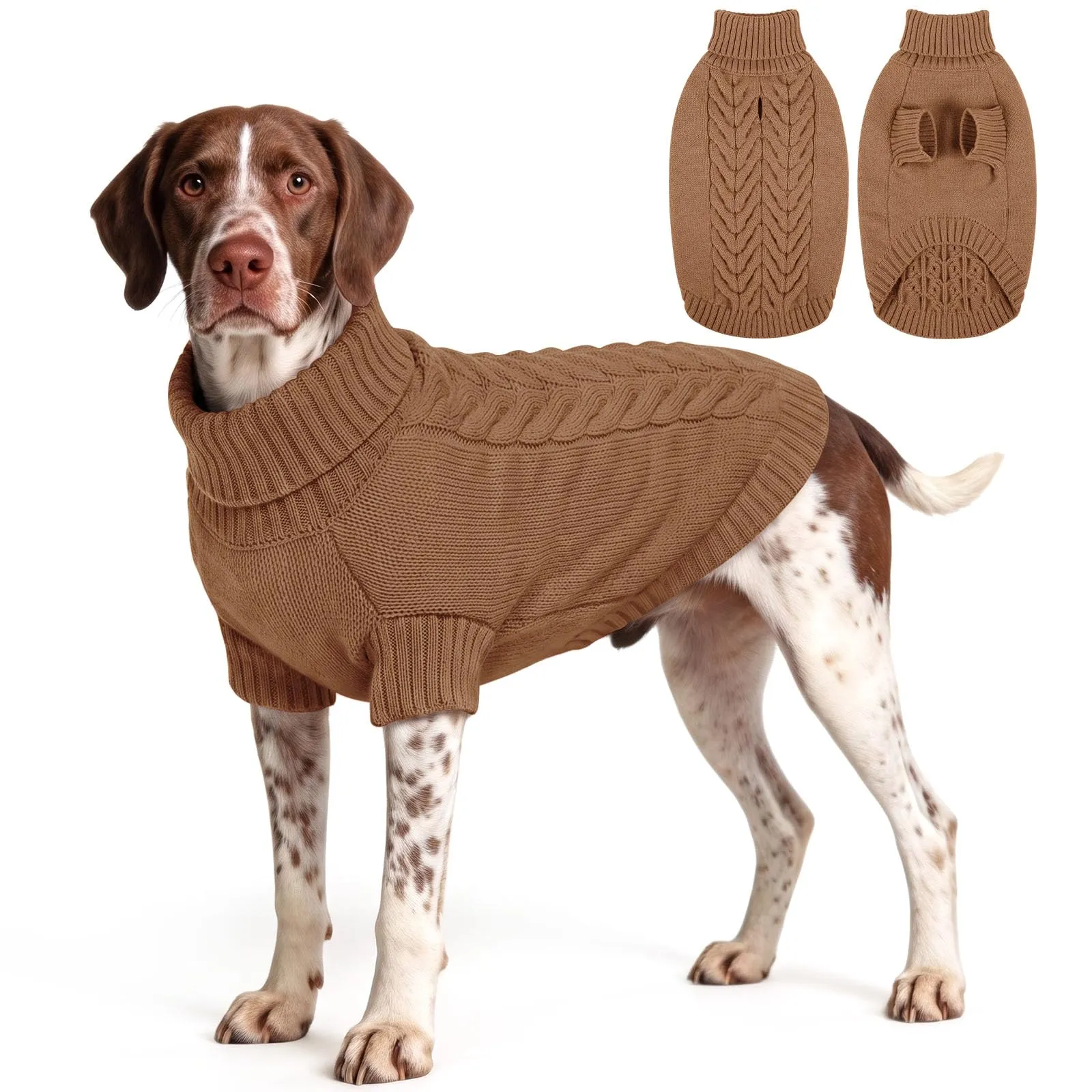 ASENKU Maglione Invernale per Cani Taglia 3XL Grande, Maglioncino Treccia Collo Alto con Foro Guinzaglio per Doberman Golden Retriever Labrador, Maglia Confortevole per Passeggiate Fredde - immagine 1