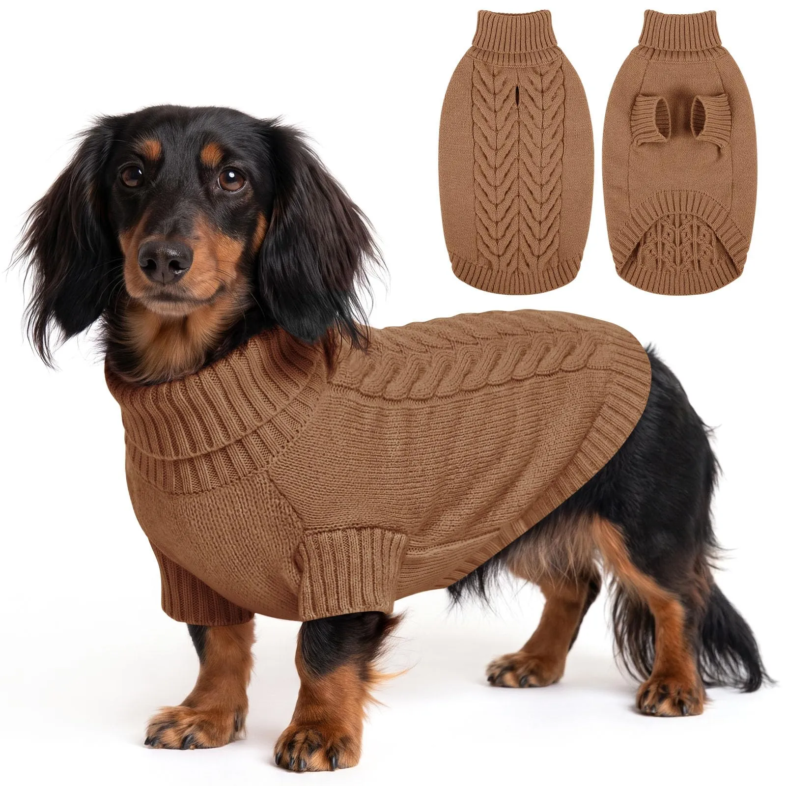 ASENKU Maglione Invernale per Cane Taglia L Medio-Grande, Maglioncino Cani Treccia Collo Alto con Foro Guinzaglio per Bulldog Francese Westie, Maglia Protettiva contro Freddo e Neve - immagine 1
