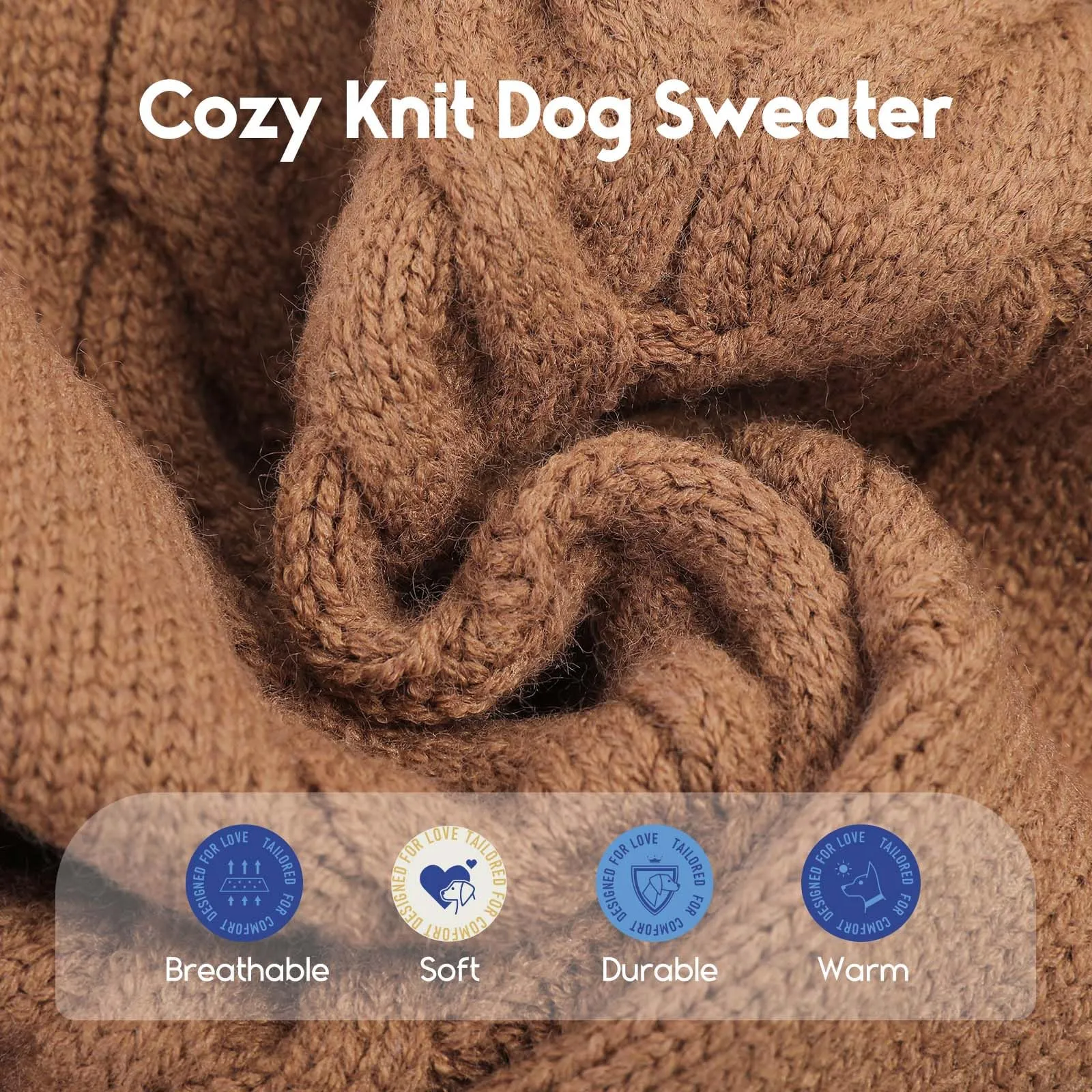 ASENKU Maglione Invernale Cane M Taglia Media, Maglioncino per Cani Treccia Collo Alto con Foro Guinzaglio per Barboncino Beagle Cocker Spaniel, Abbigliamento Caldo per Escursioni Invernali - immagine 2