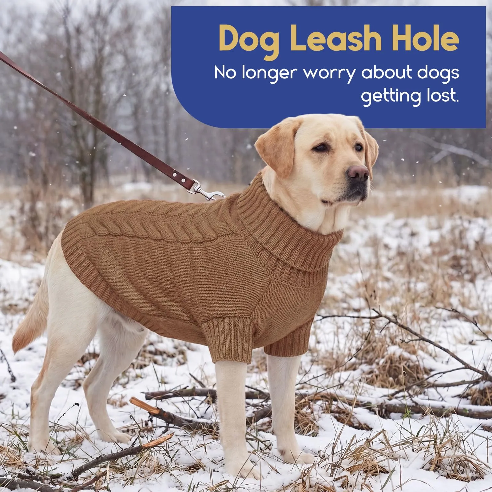 ASENKU Maglione Invernale Cane M Taglia Media, Maglioncino per Cani Treccia Collo Alto con Foro Guinzaglio per Barboncino Beagle Cocker Spaniel, Abbigliamento Caldo per Escursioni Invernali - immagine 6