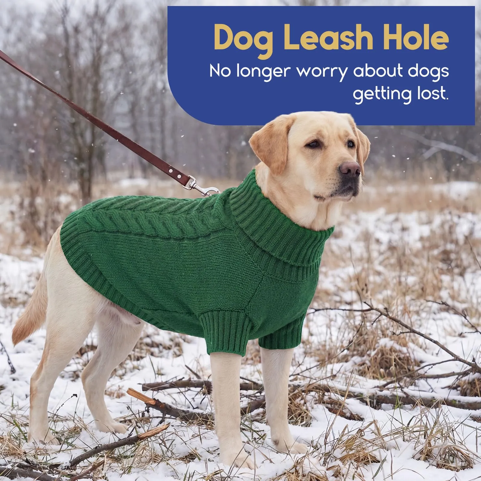 ASENKU Maglione Invernale per Cani Taglia 3XL Grande, Maglioncino Treccia Collo Alto con Foro Guinzaglio per Doberman Golden Retriever Labrador, Maglia Confortevole per Passeggiate Fredde - immagine 6