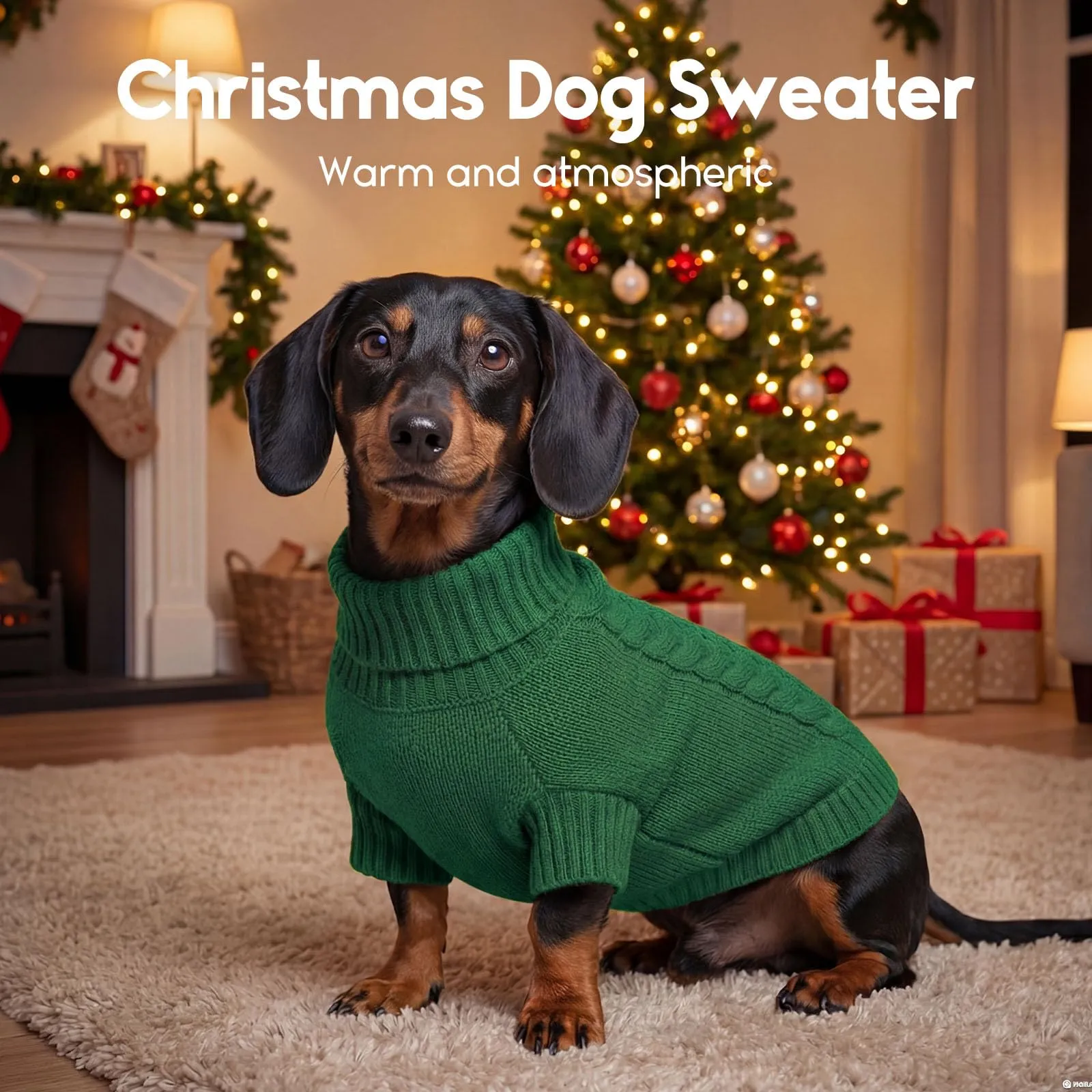 ASENKU Maglione Invernale per Cani Taglia 3XL Grande, Maglioncino Treccia Collo Alto con Foro Guinzaglio per Doberman Golden Retriever Labrador, Maglia Confortevole per Passeggiate Fredde - immagine 7