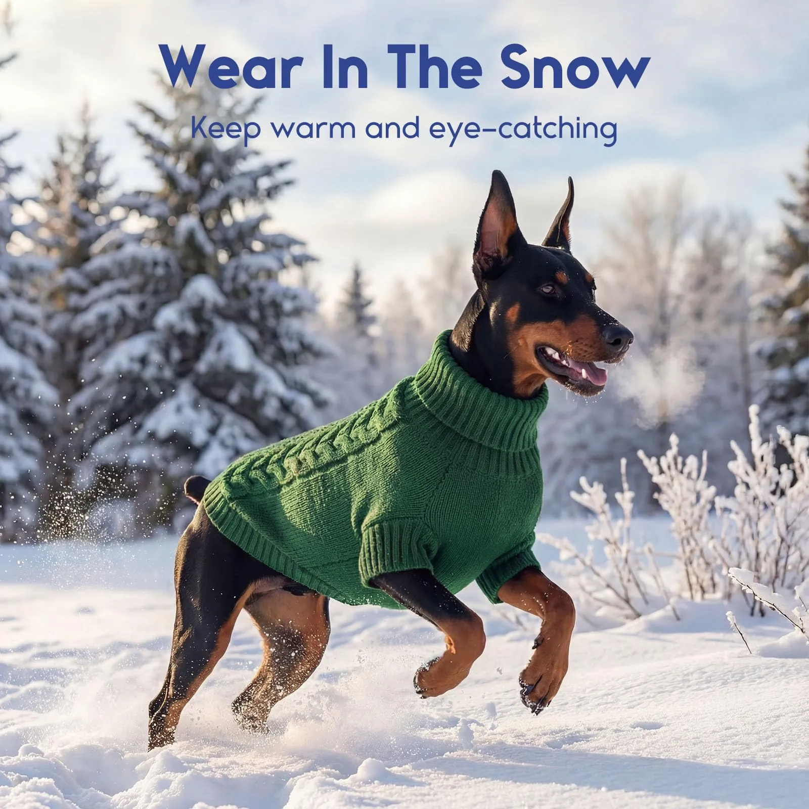 ASENKU Maglione Invernale per Cani Taglia 3XL Grande, Maglioncino Treccia Collo Alto con Foro Guinzaglio per Doberman Golden Retriever Labrador, Maglia Confortevole per Passeggiate Fredde - immagine 9