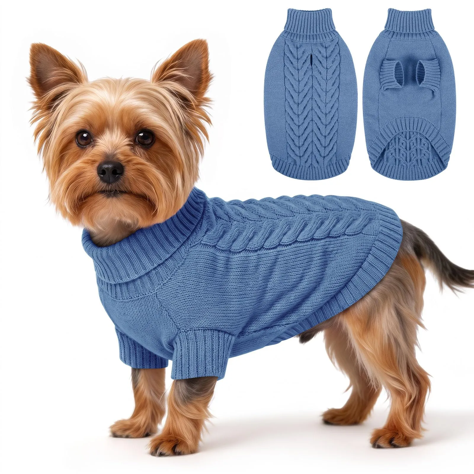 ASENKU Maglioncino Invernale per Cane Taglia S Piccola, Maglione Treccia Collo Alto con Foro Guinzaglio per Carlino Pomerania,Vestito Cane per Passeggiate sulla Neve - immagine 1