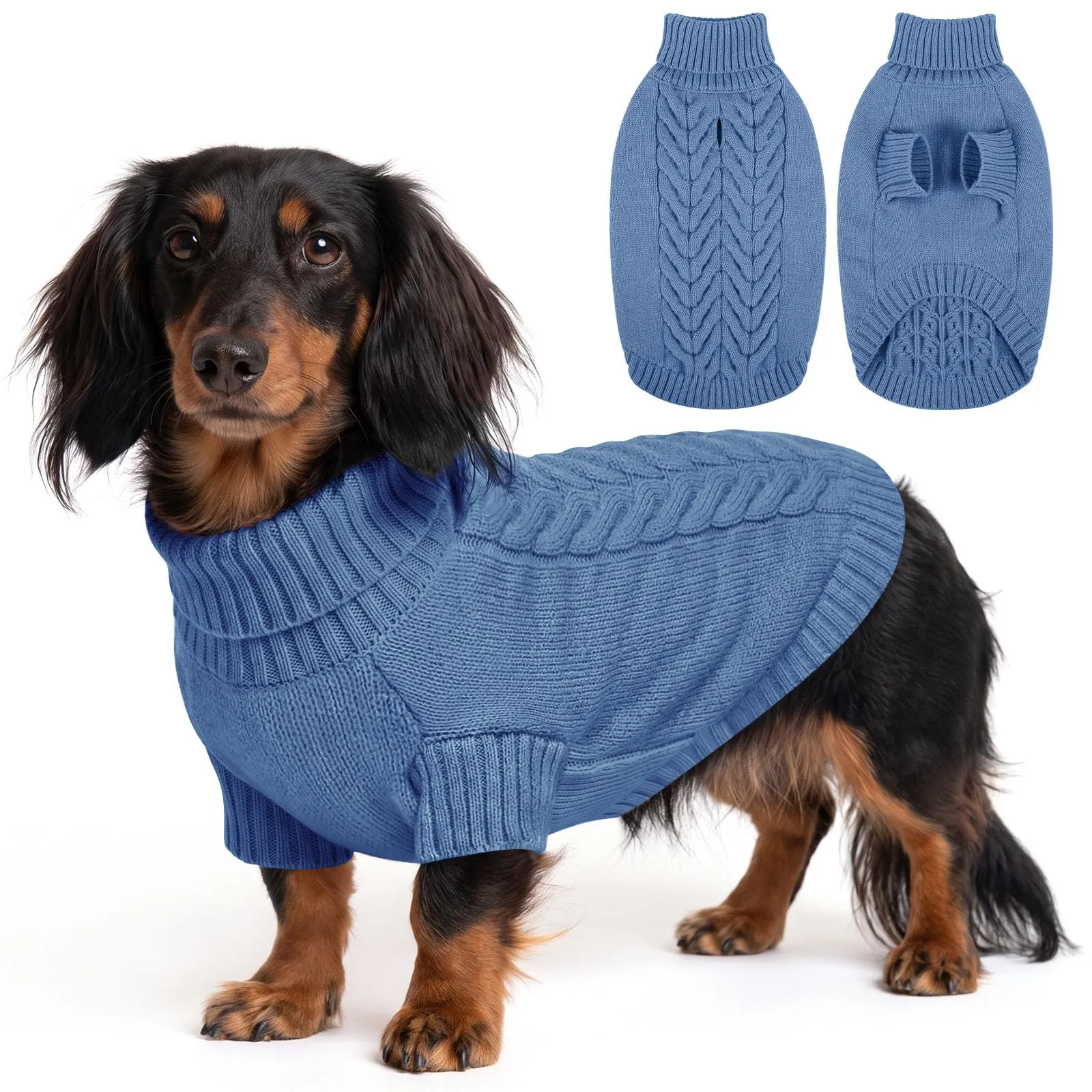 ASENKU Maglione Invernale Cane M Taglia Media, Maglioncino per Cani Treccia Collo Alto con Foro Guinzaglio per Barboncino Beagle Cocker Spaniel, Abbigliamento Caldo per Escursioni Invernali - immagine 1