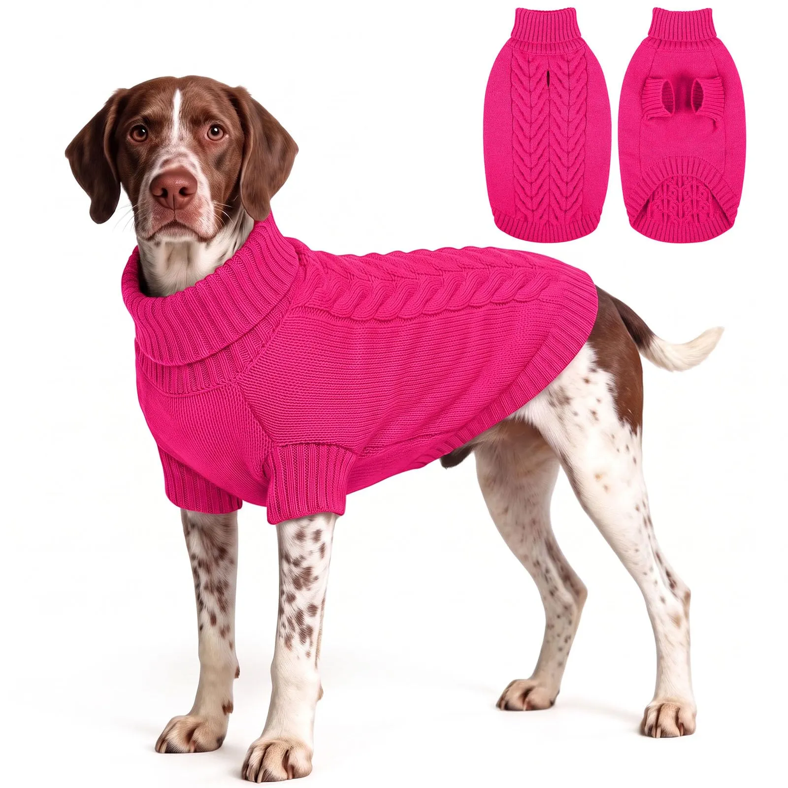 ASENKU Maglione Invernale per Cani Taglia 3XL Grande, Maglioncino Treccia Collo Alto con Foro Guinzaglio per Doberman Golden Retriever Labrador, Maglia Confortevole per Passeggiate Fredde - immagine 1