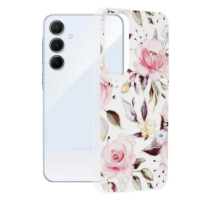 Custodia per Samsung Galaxy A55 5G A556, Techsuit, Marble, Bianca - immagine 1