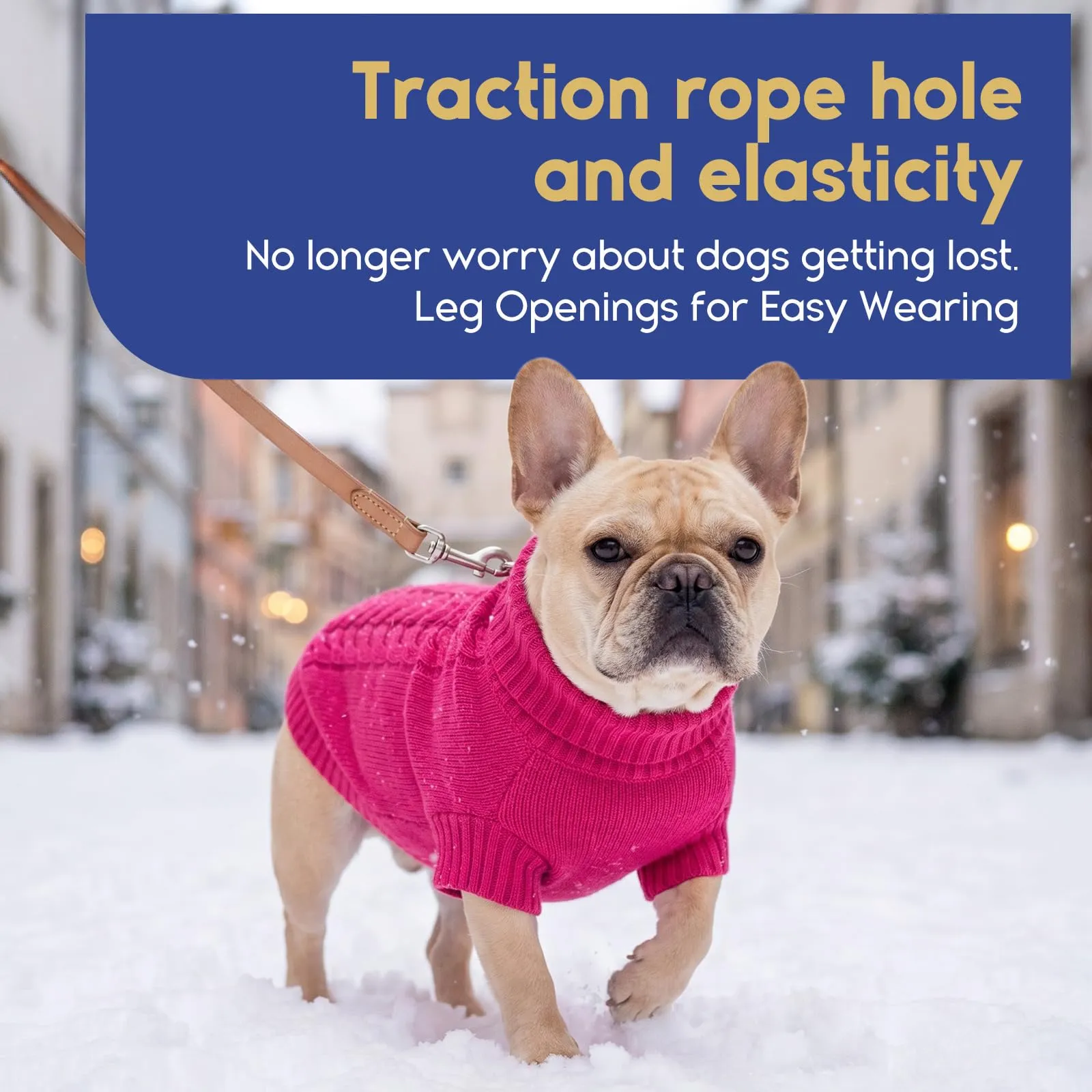 ASENKU Maglioncino Invernale per Cane Taglia S Piccola, Maglione Treccia Collo Alto con Foro Guinzaglio per Carlino Pomerania,Vestito Cane per Passeggiate sulla Neve - immagine 6