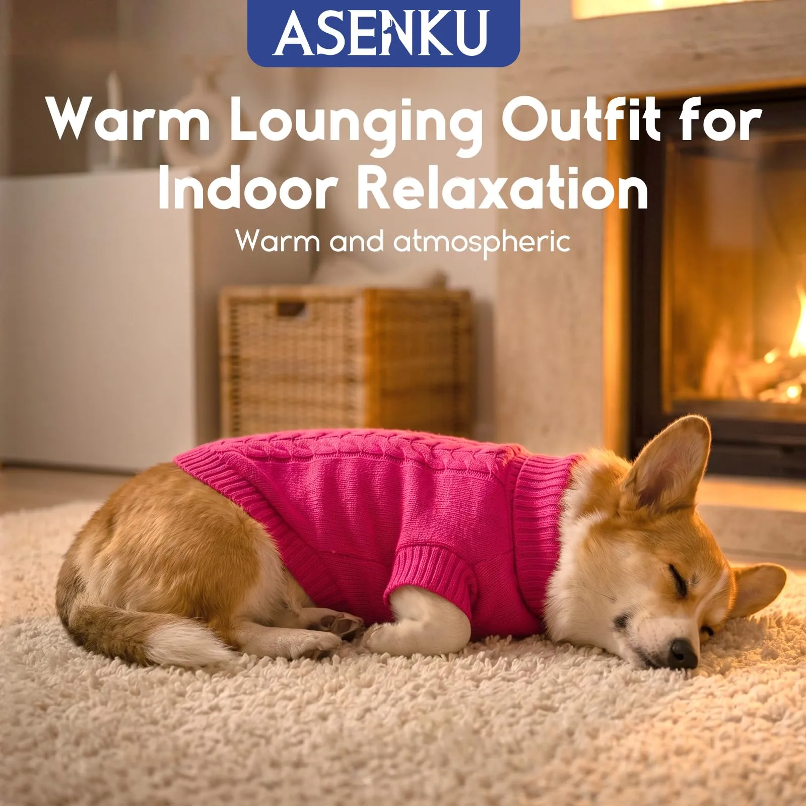 ASENKU Maglione Invernale per Cani Taglia 2XL Grande, Maglioncino Treccia Collo Alto con Foro Guinzaglio per Doberman Golden Retriever Labrador, Maglia Confortevole per Passeggiate Fredde - immagine 4