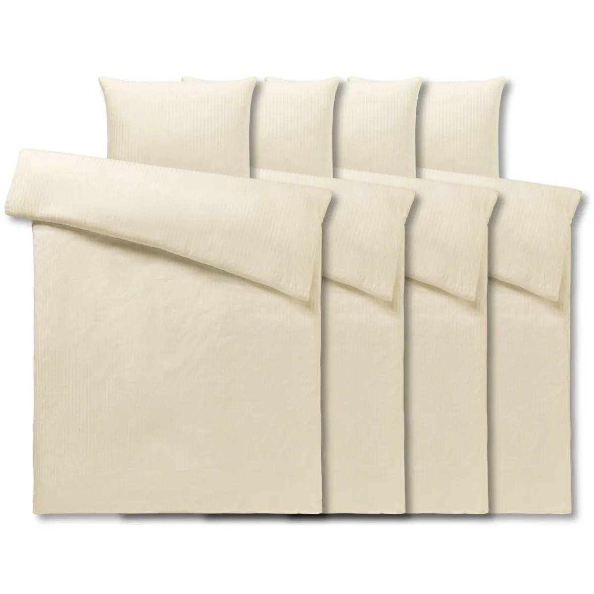 4x PULSIVA Coordianto Satina a righe sottili 10 mm; 140x200 cm (LxL), 70x90 cm (LxL); champagne; 4 set / Pacco - immagine 1