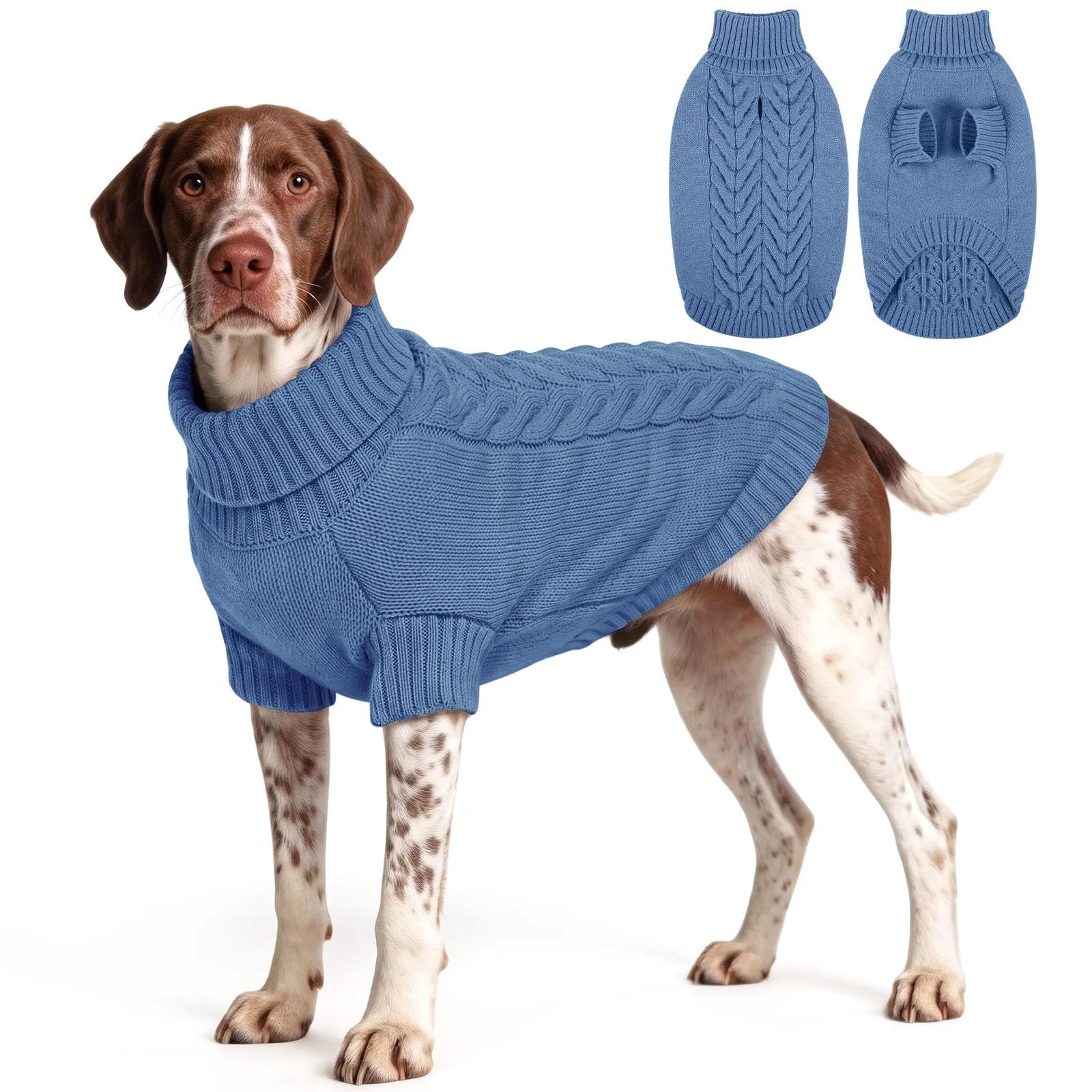 ASENKU Maglione Invernale per Cani Taglia 2XL Grande, Maglioncino Treccia Collo Alto con Foro Guinzaglio per Doberman Golden Retriever Labrador, Maglia Confortevole per Passeggiate Fredde - immagine 1