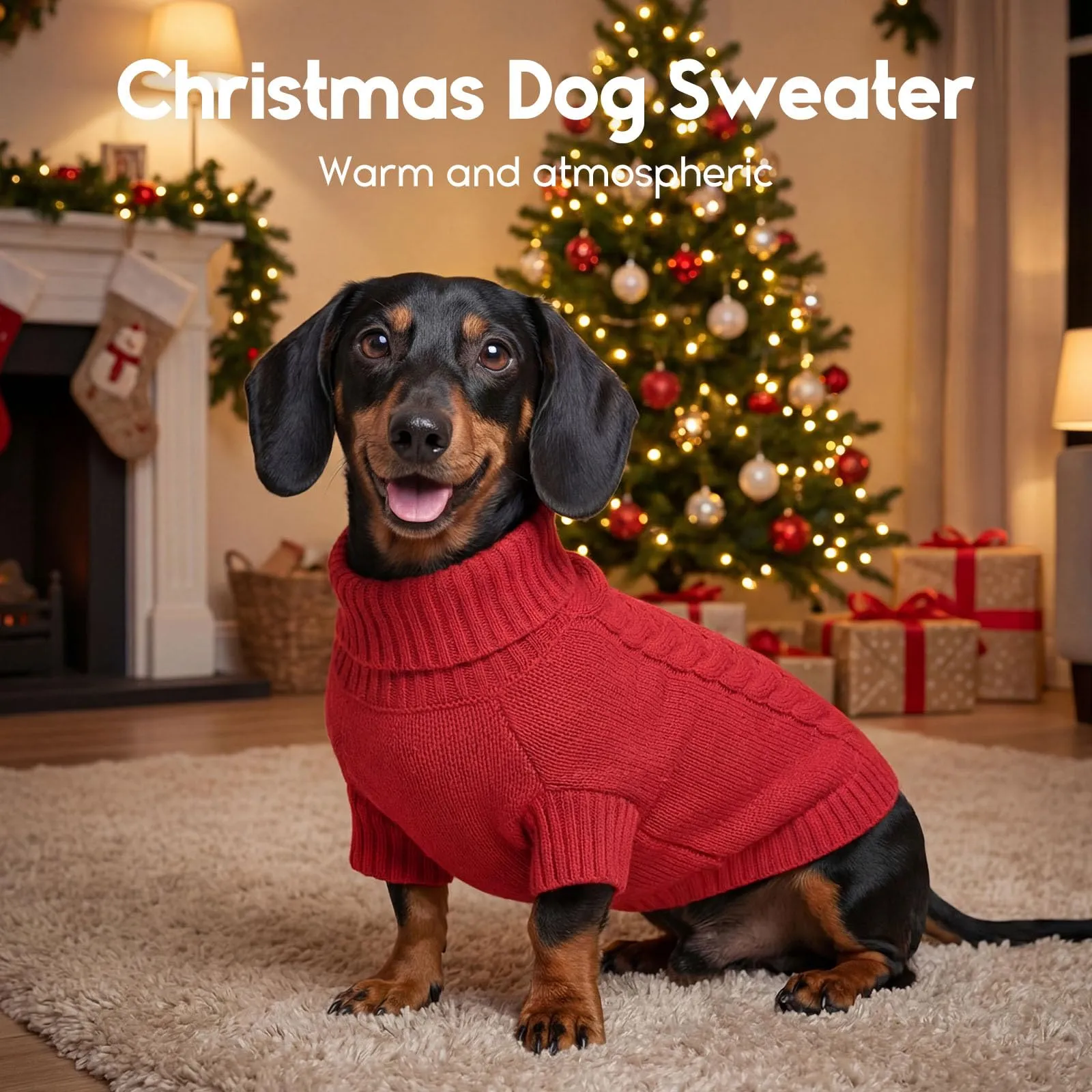 ASENKU Maglione Invernale per Cani Taglia 3XL Grande, Maglioncino Treccia Collo Alto con Foro Guinzaglio per Doberman Golden Retriever Labrador, Maglia Confortevole per Passeggiate Fredde - immagine 7