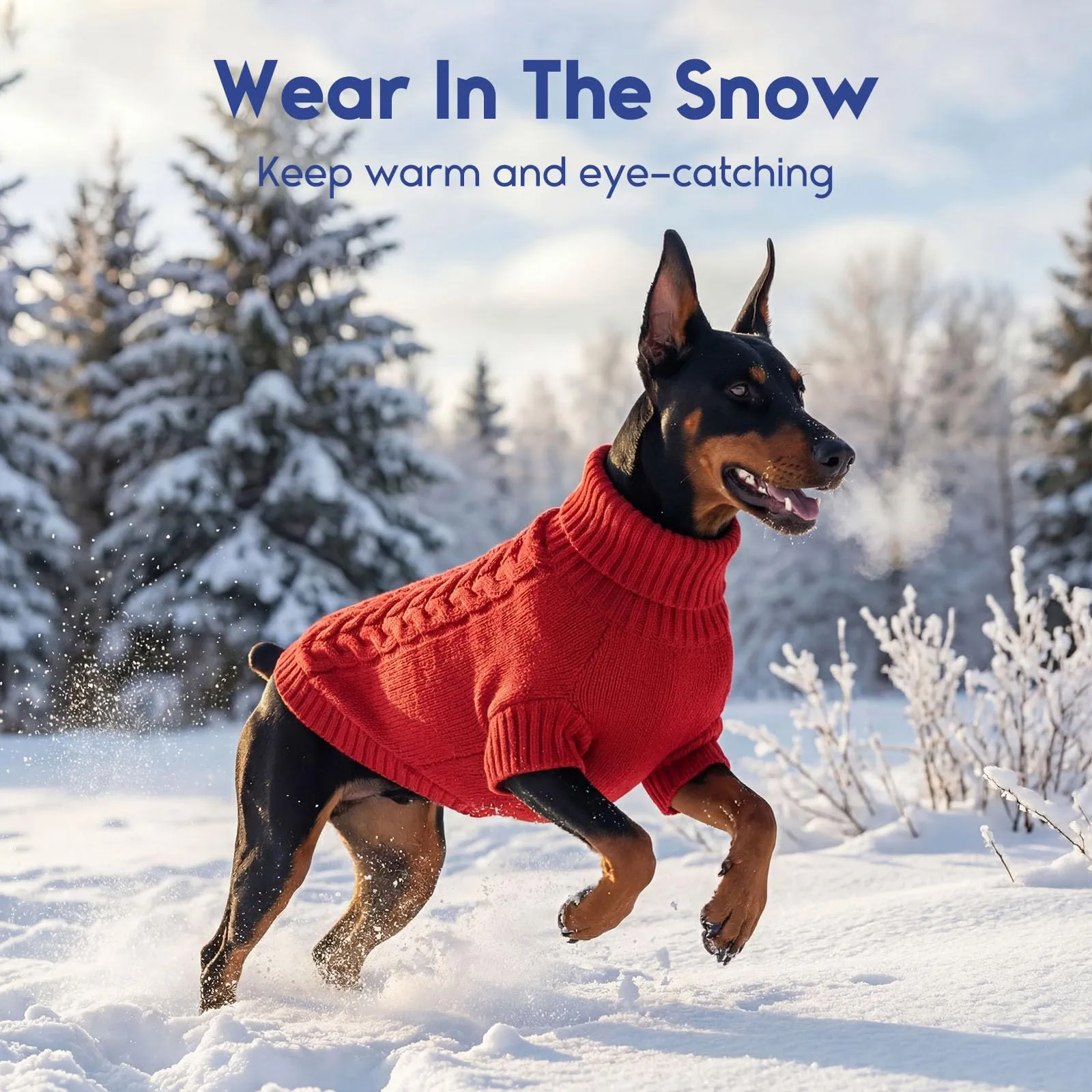 ASENKU Maglione Invernale per Cani Taglia 3XL Grande, Maglioncino Treccia Collo Alto con Foro Guinzaglio per Doberman Golden Retriever Labrador, Maglia Confortevole per Passeggiate Fredde - immagine 9