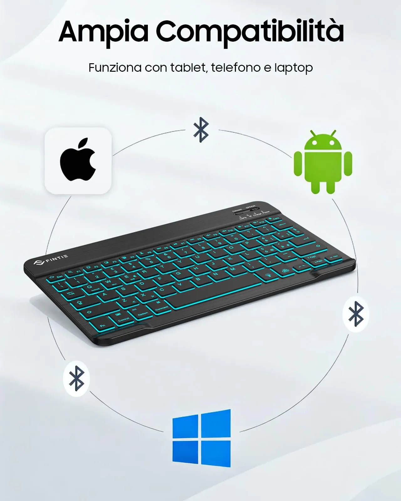 FINTIE 10" Wireless Bluetooth Portatile Tastiera per iPad e Android Tablet - immagine 2