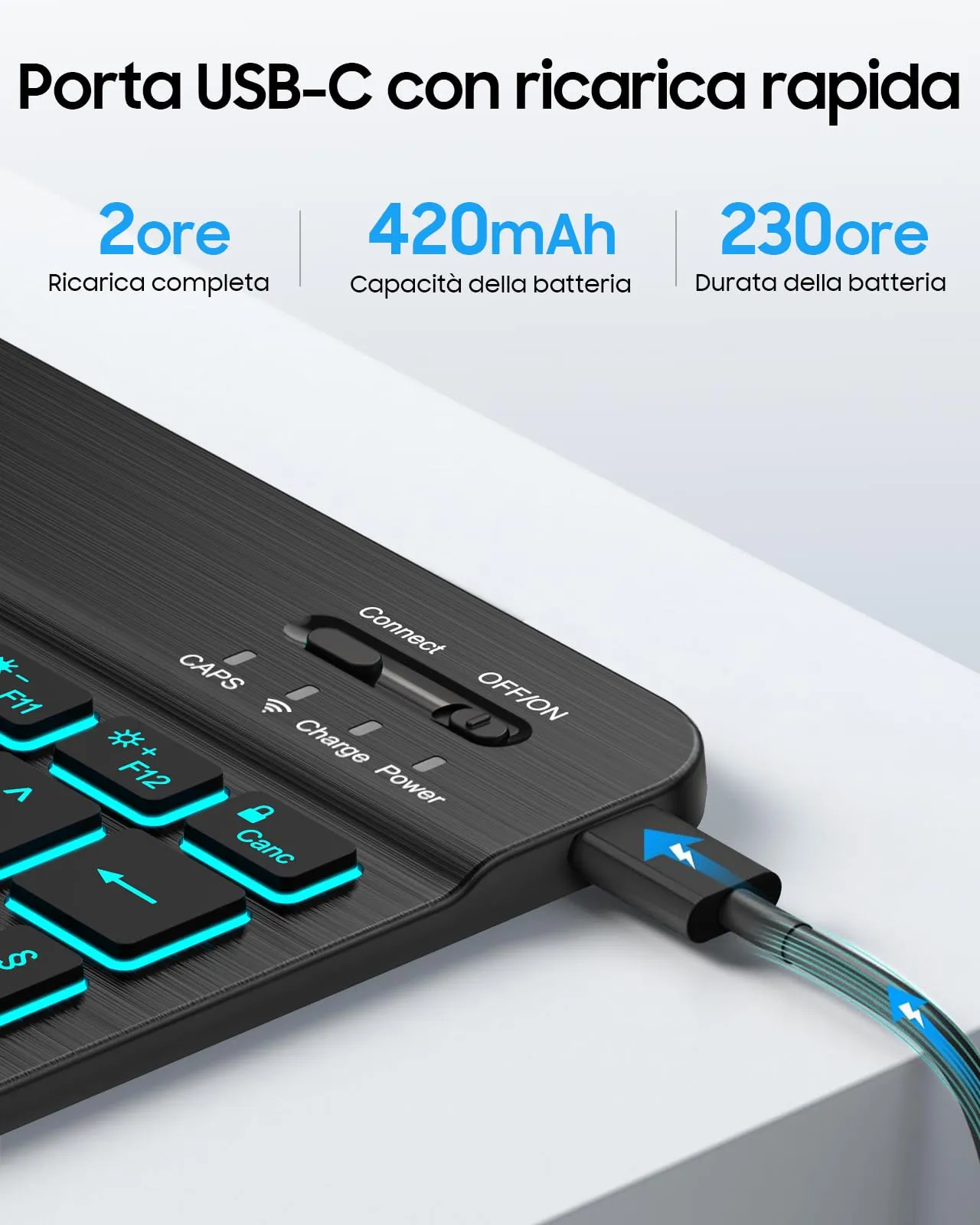 FINTIE 10" Wireless Bluetooth Portatile Tastiera per iPad e Android Tablet - immagine 4