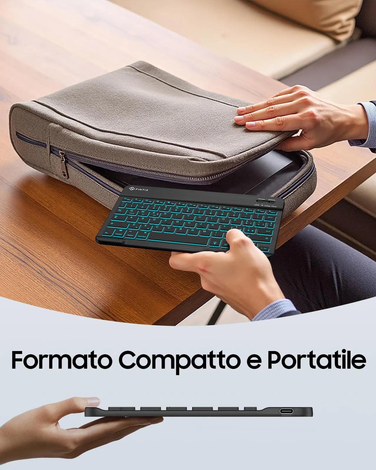 FINTIE 10" Wireless Bluetooth Portatile Tastiera per iPad e Android Tablet - immagine 7